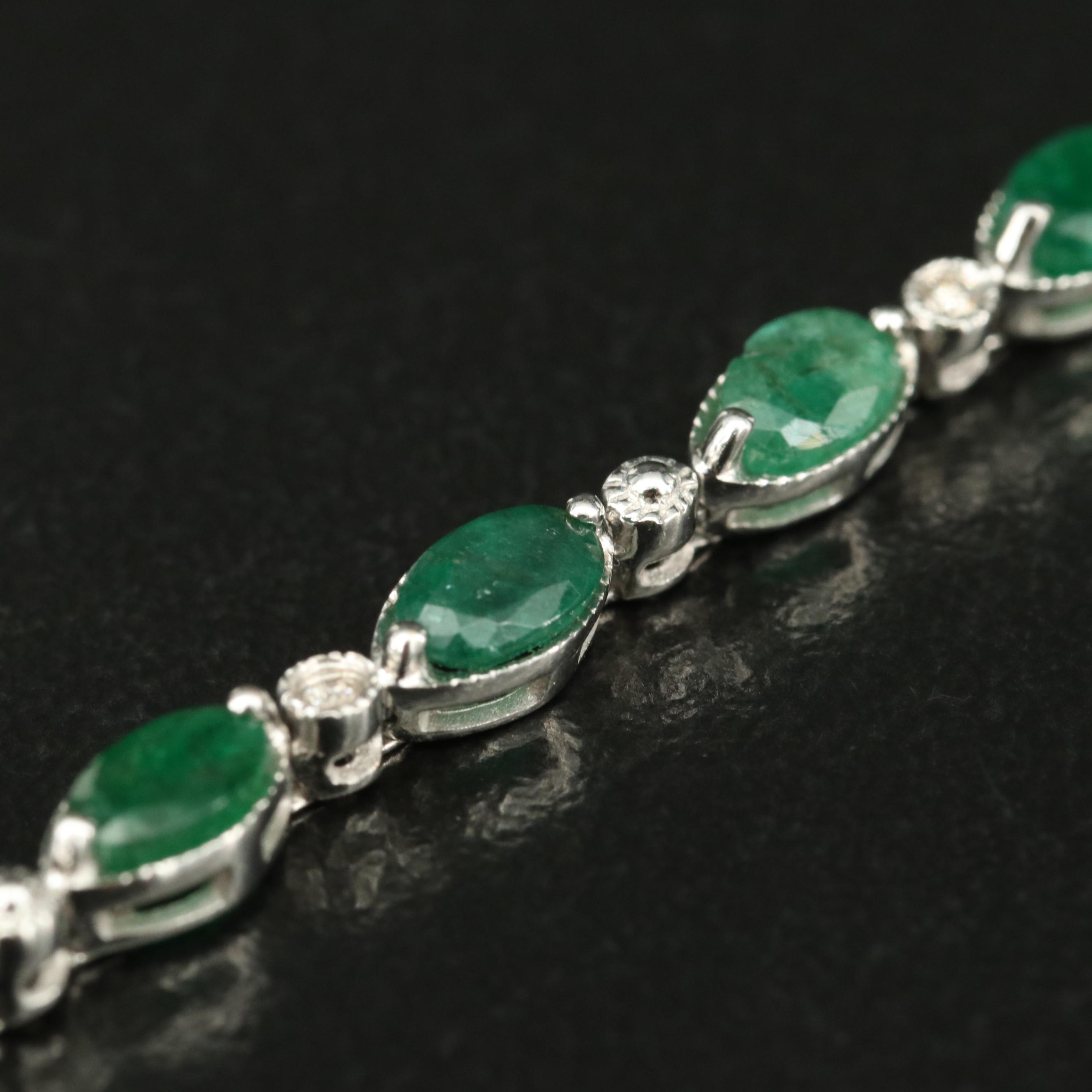 14K Emerald and Diamond Bracelet