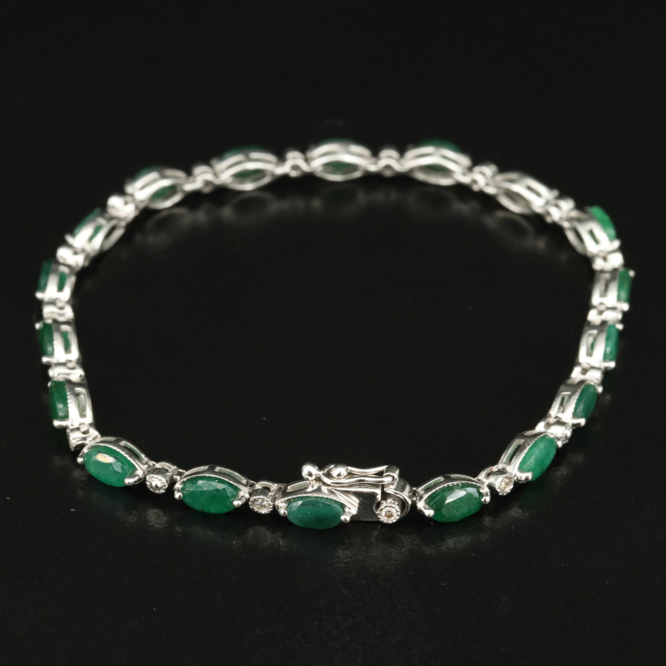 14K Emerald and Diamond Bracelet