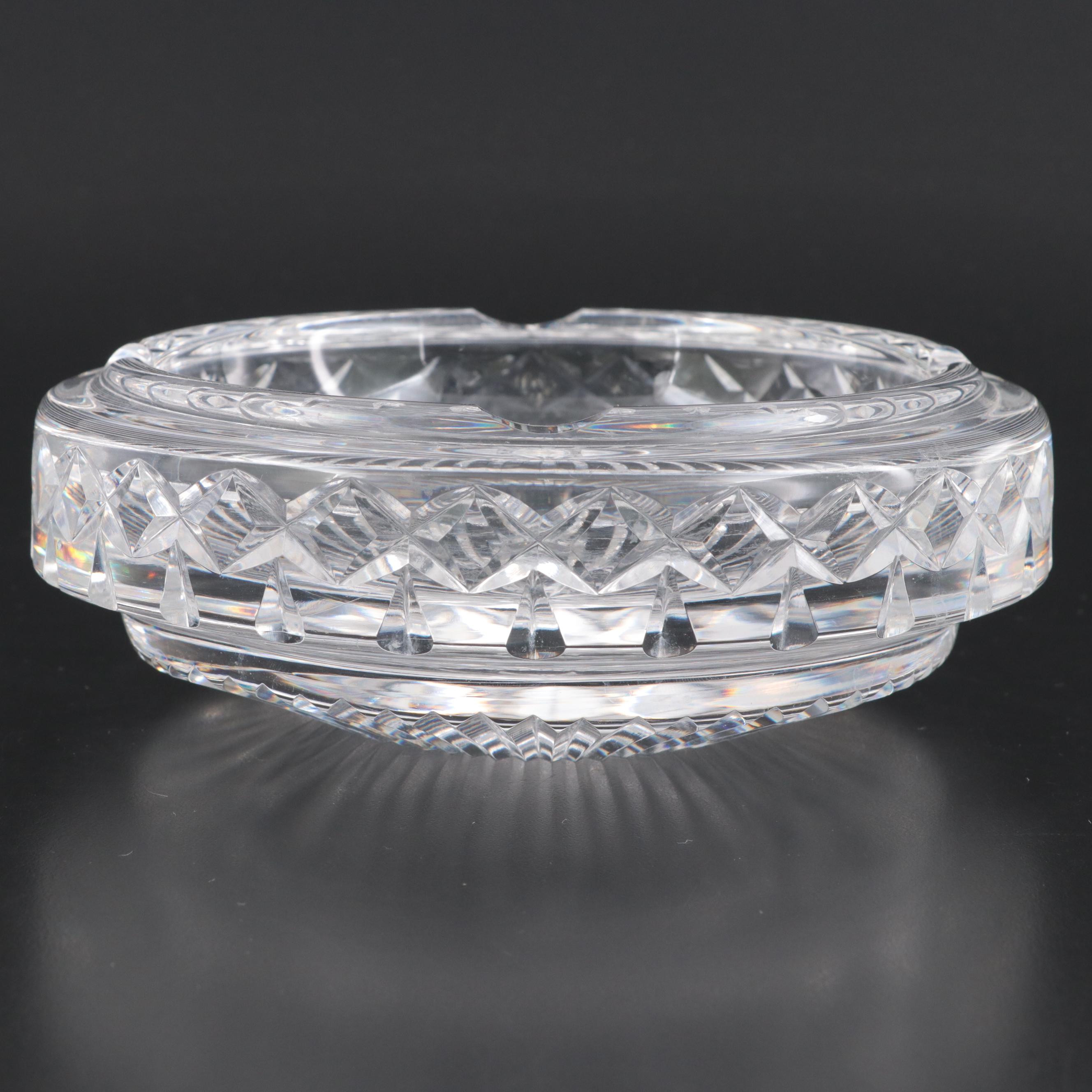 Waterford Crystal Ashtray With Christmas Crystal Biscuit Barrel