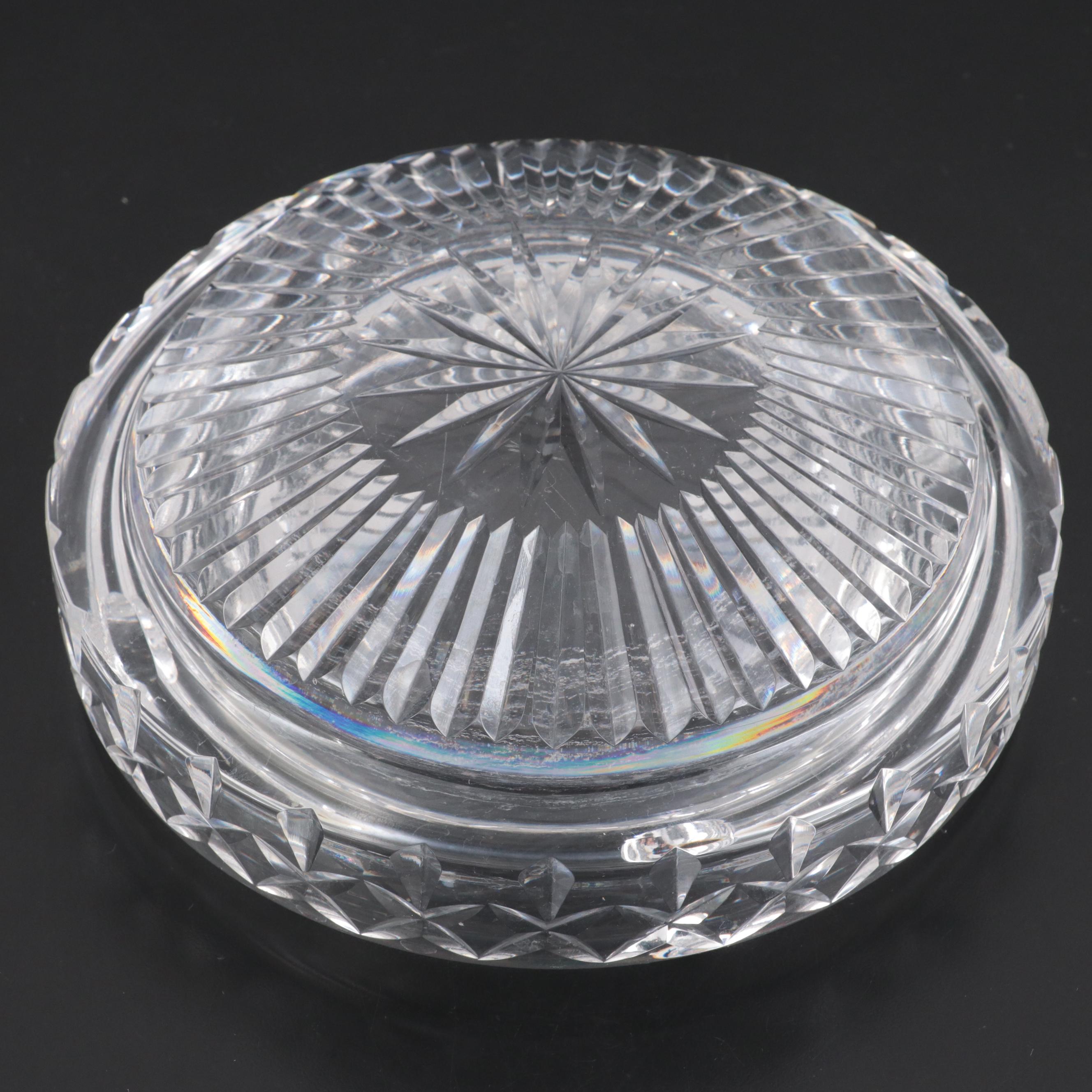 Waterford Crystal Ashtray With Christmas Crystal Biscuit Barrel
