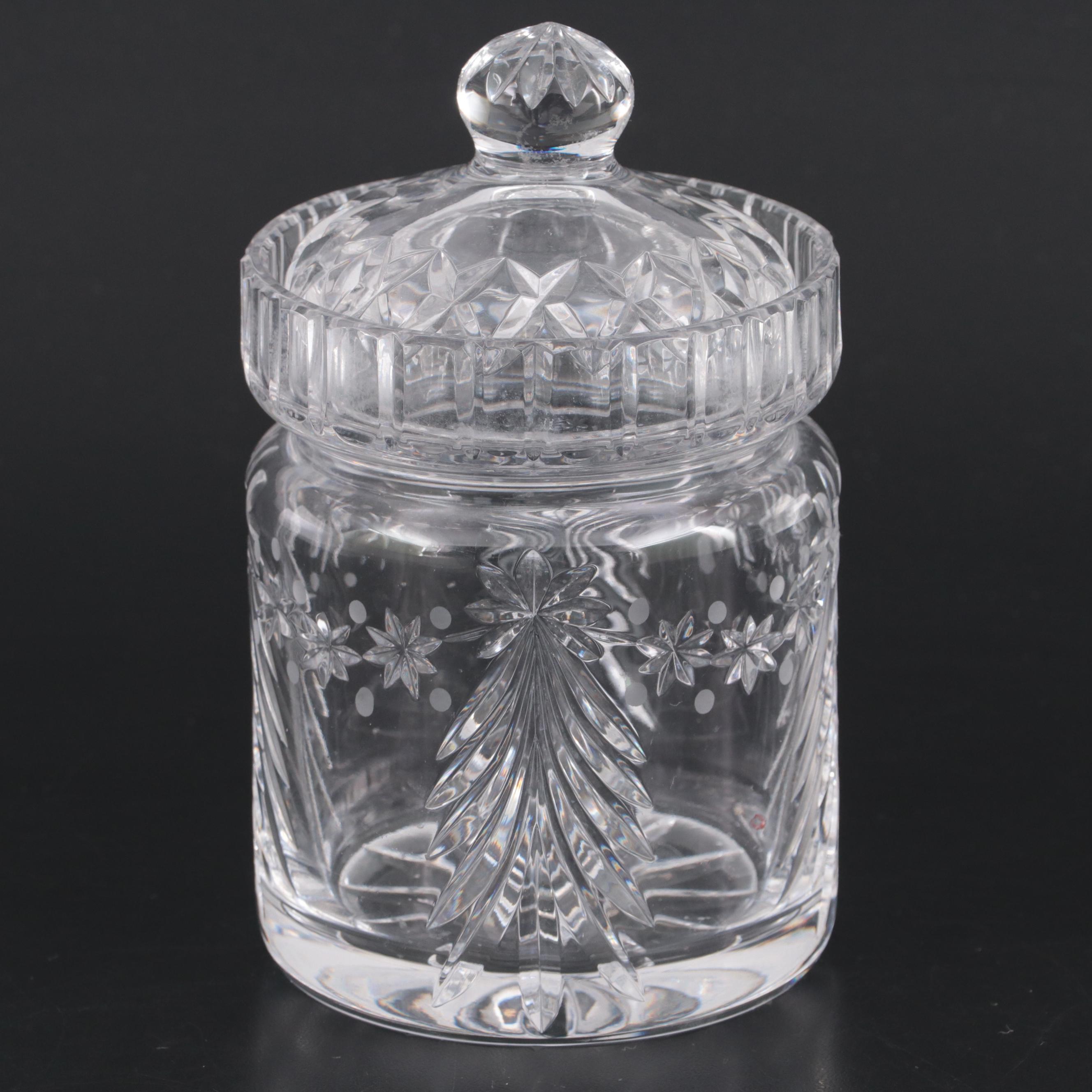 Waterford Crystal Ashtray With Christmas Crystal Biscuit Barrel