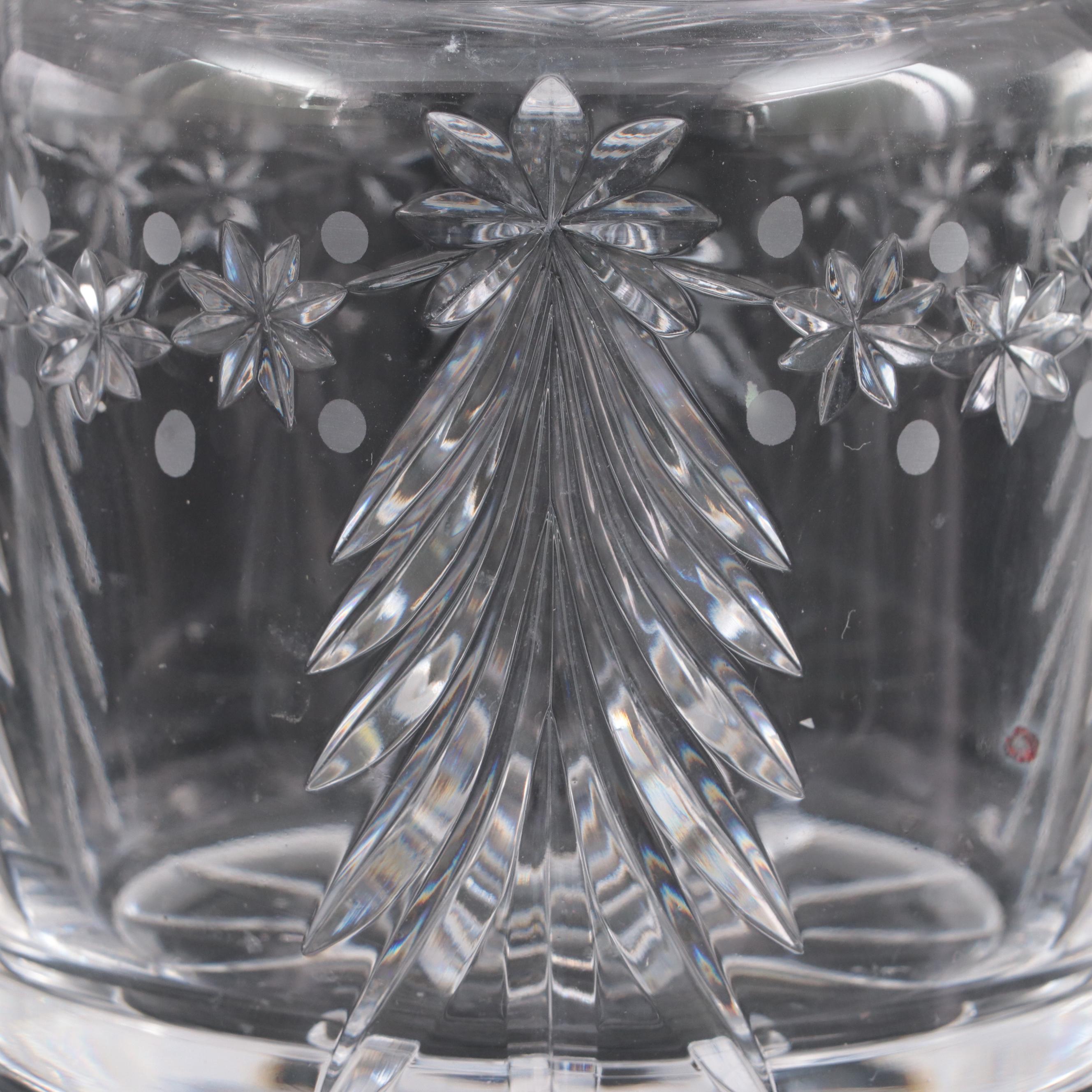 Waterford Crystal Ashtray With Christmas Crystal Biscuit Barrel
