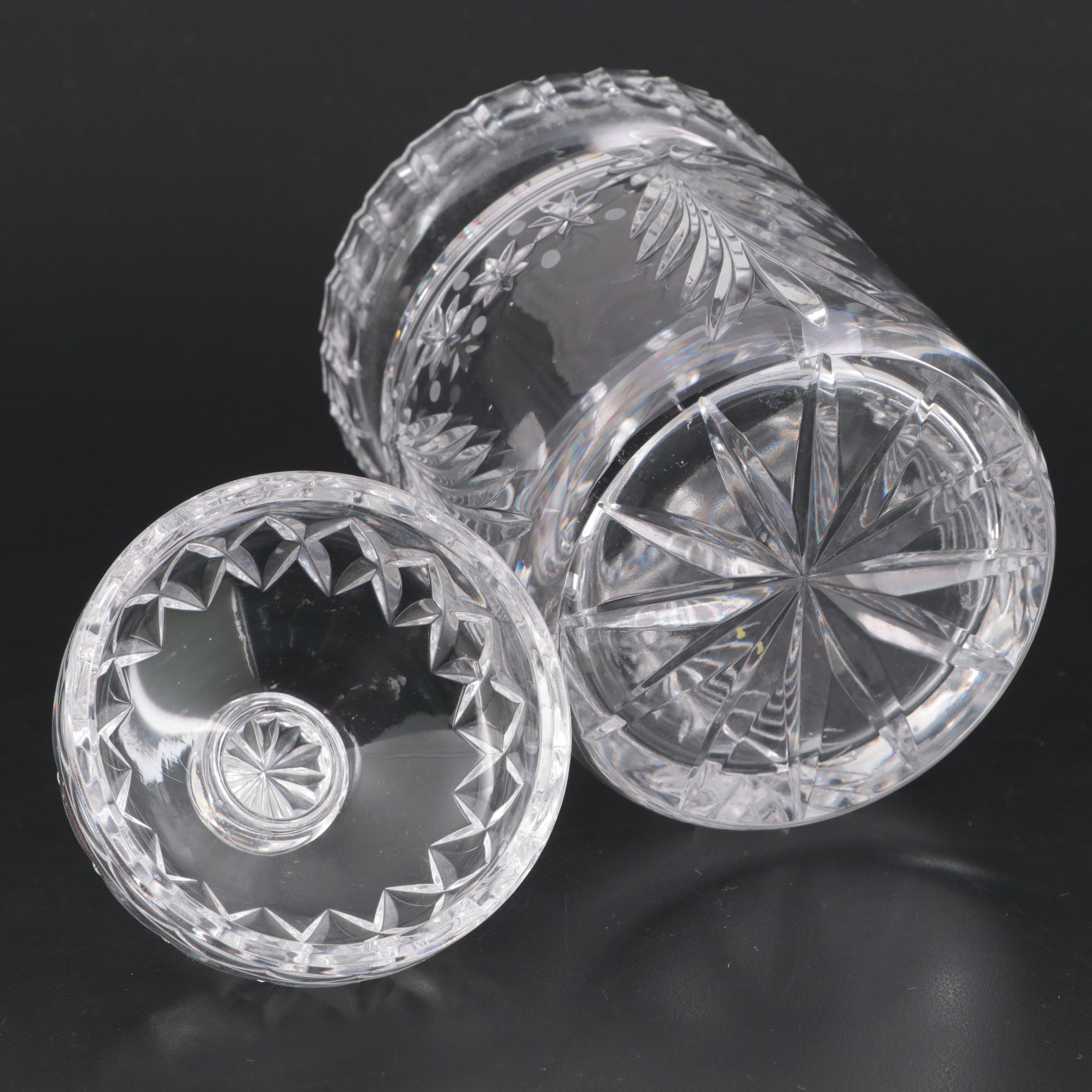 Waterford Crystal Ashtray With Christmas Crystal Biscuit Barrel