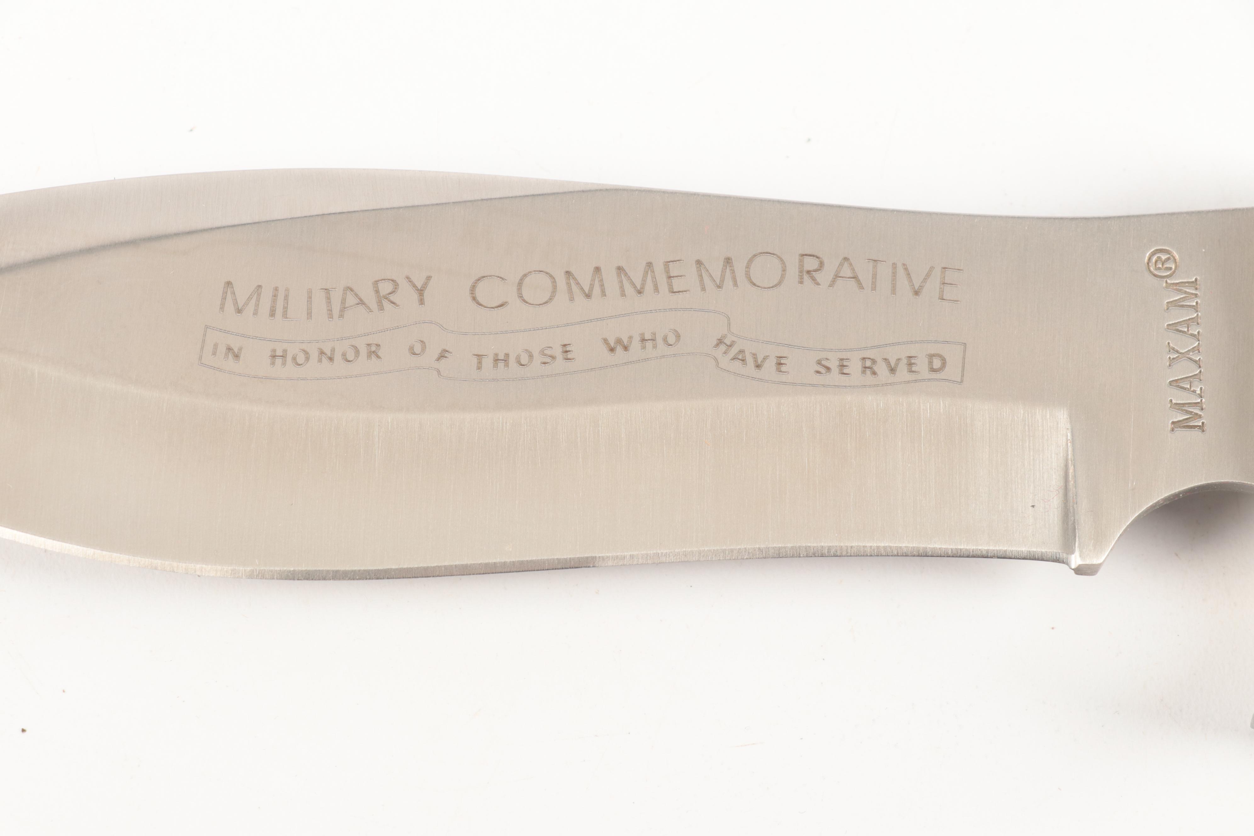 Maxam Military Commemorative Stainless Steel Hunting Knife