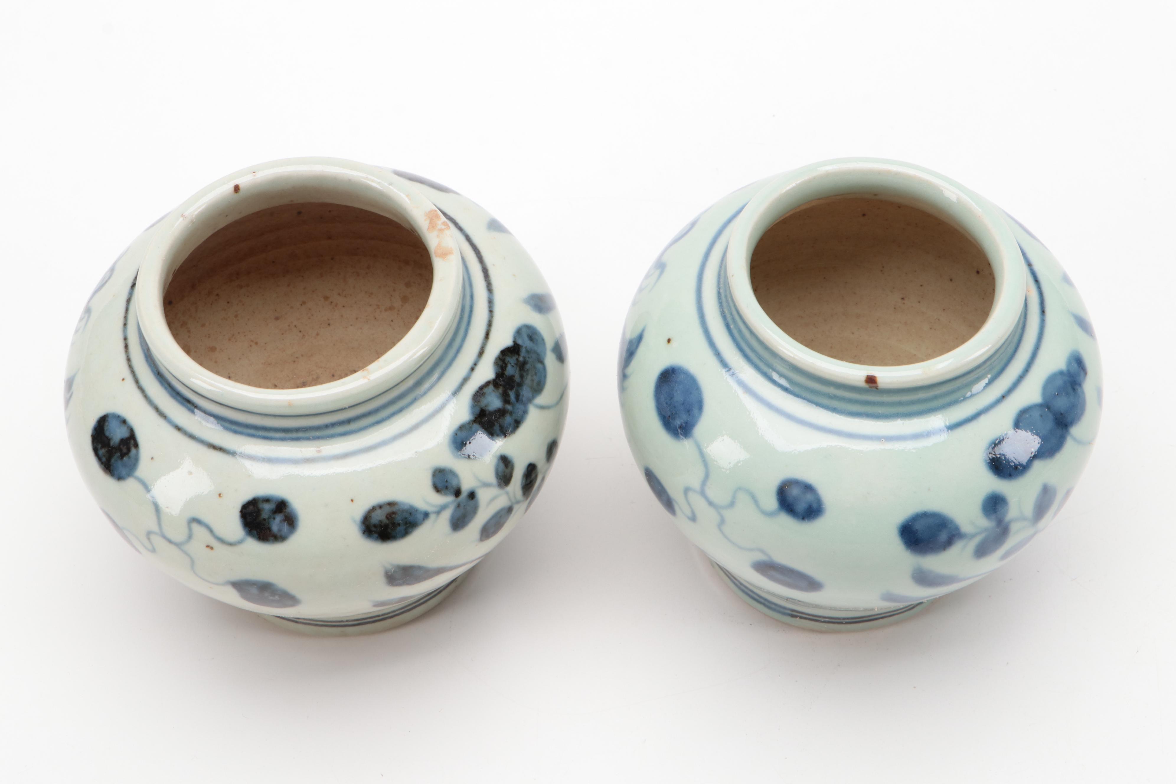 Chinese Blue and White Hand-Painted Porcelain Vases
