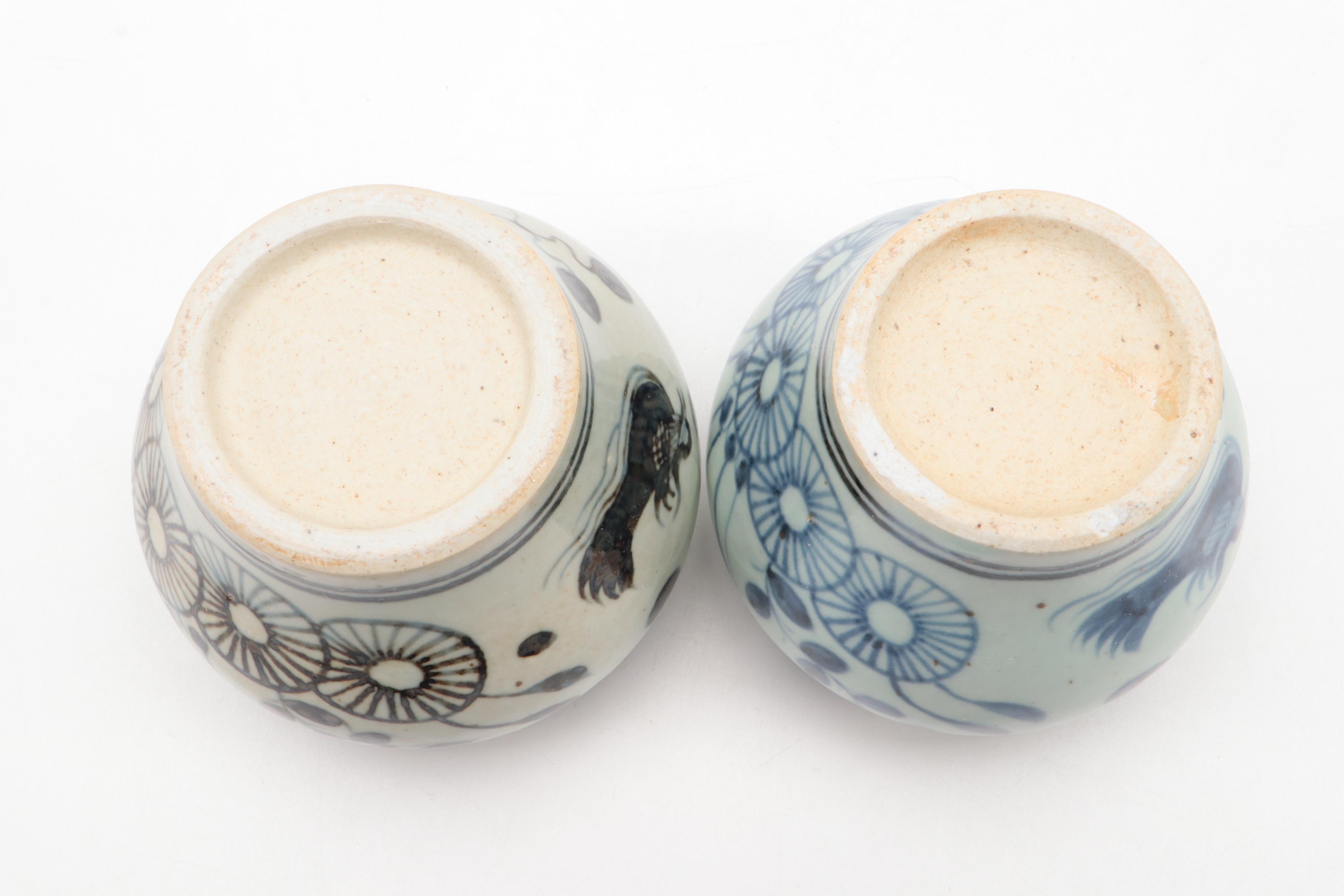 Chinese Blue and White Hand-Painted Porcelain Vases