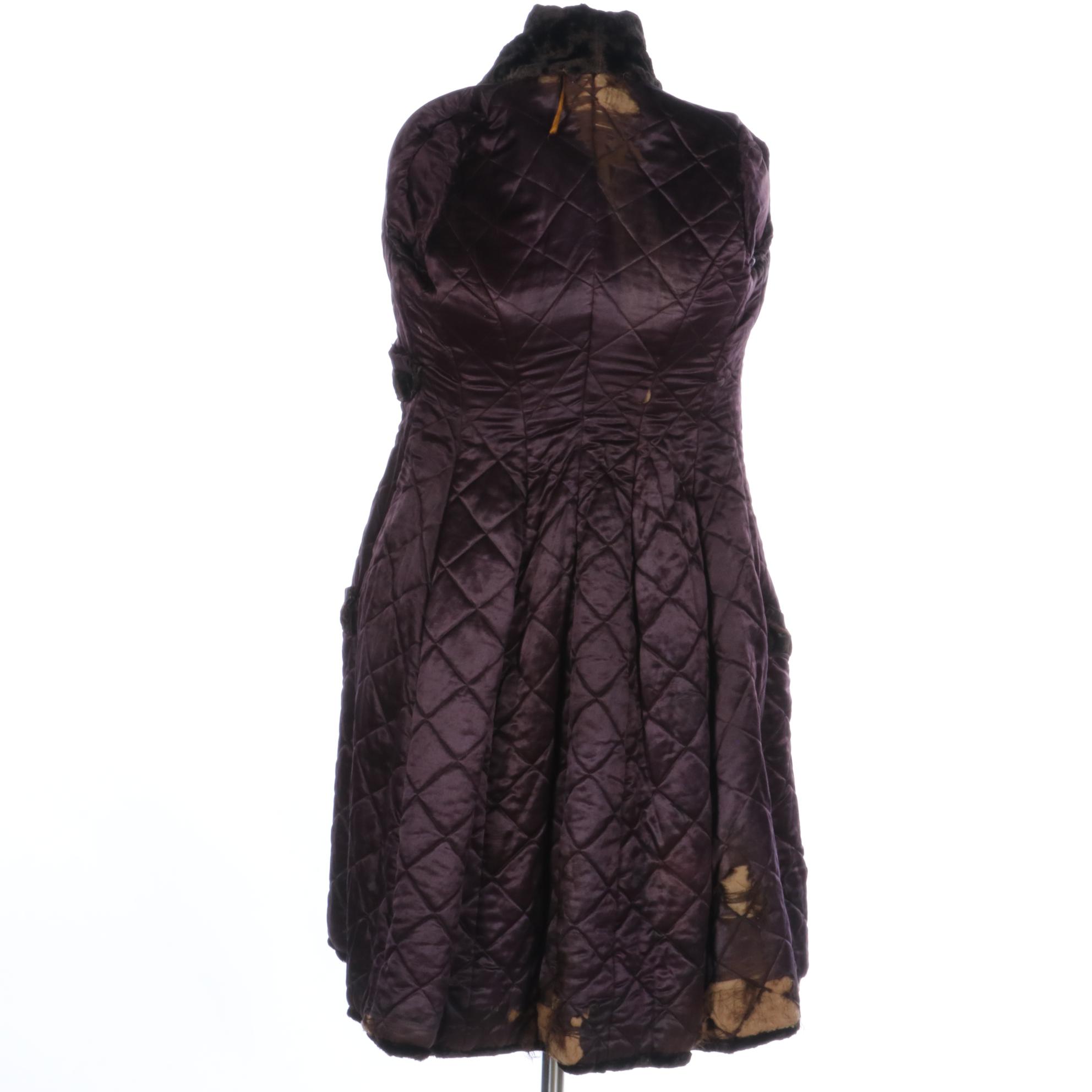 Victorian Era Velvet Fitted Coat with Fur Toggle Buttons