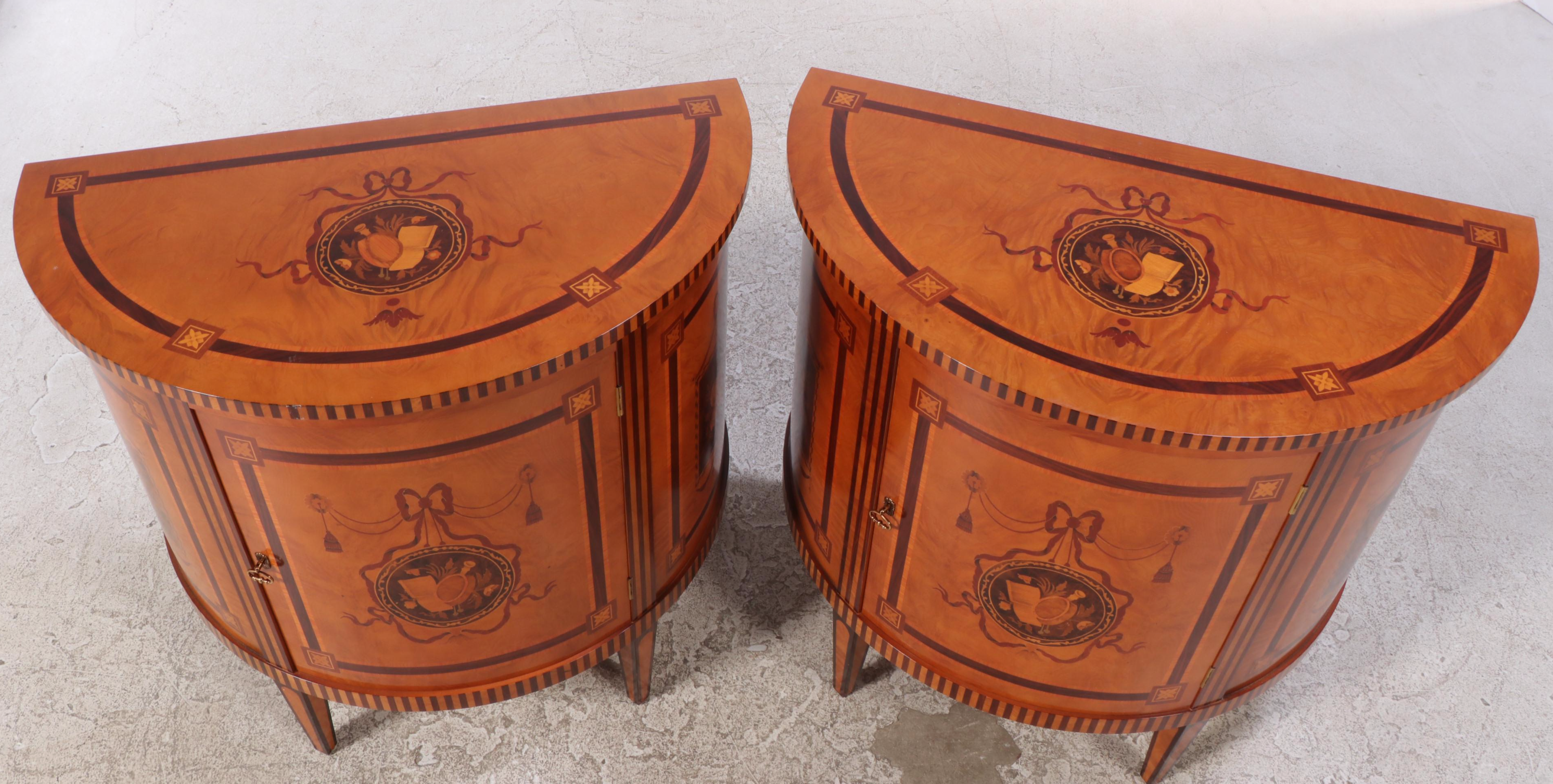 Pair of Adams Style Demilune Cabinet, 20th Century