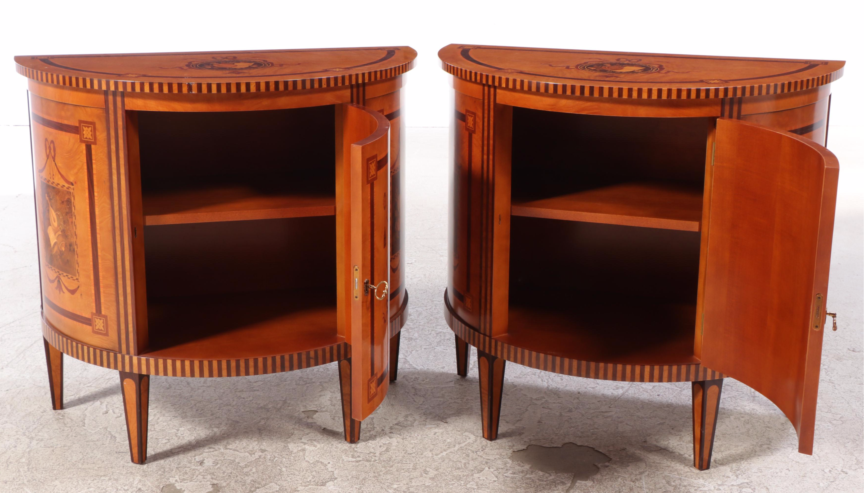 Pair of Adams Style Demilune Cabinet, 20th Century