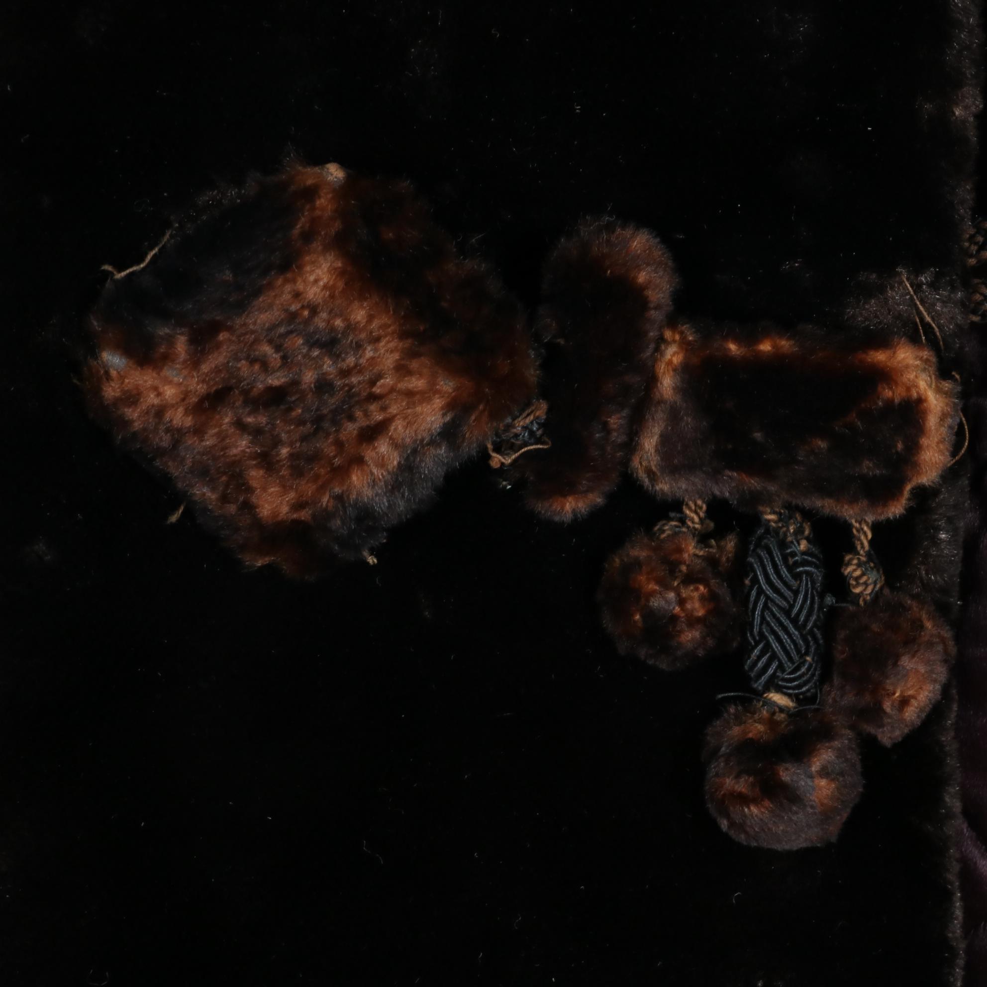 Victorian Era Velvet Fitted Coat with Fur Toggle Buttons