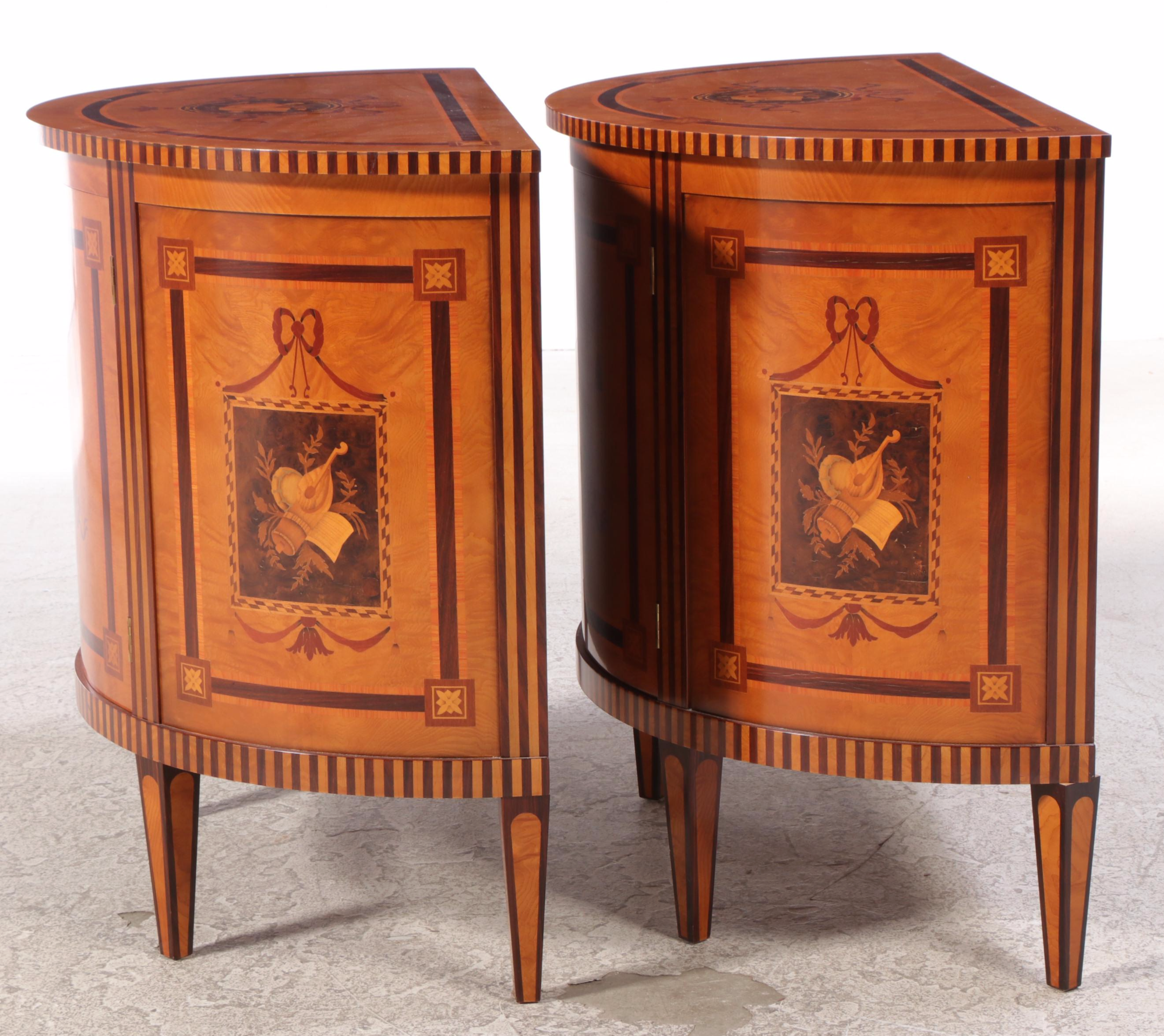 Pair of Adams Style Demilune Cabinet, 20th Century