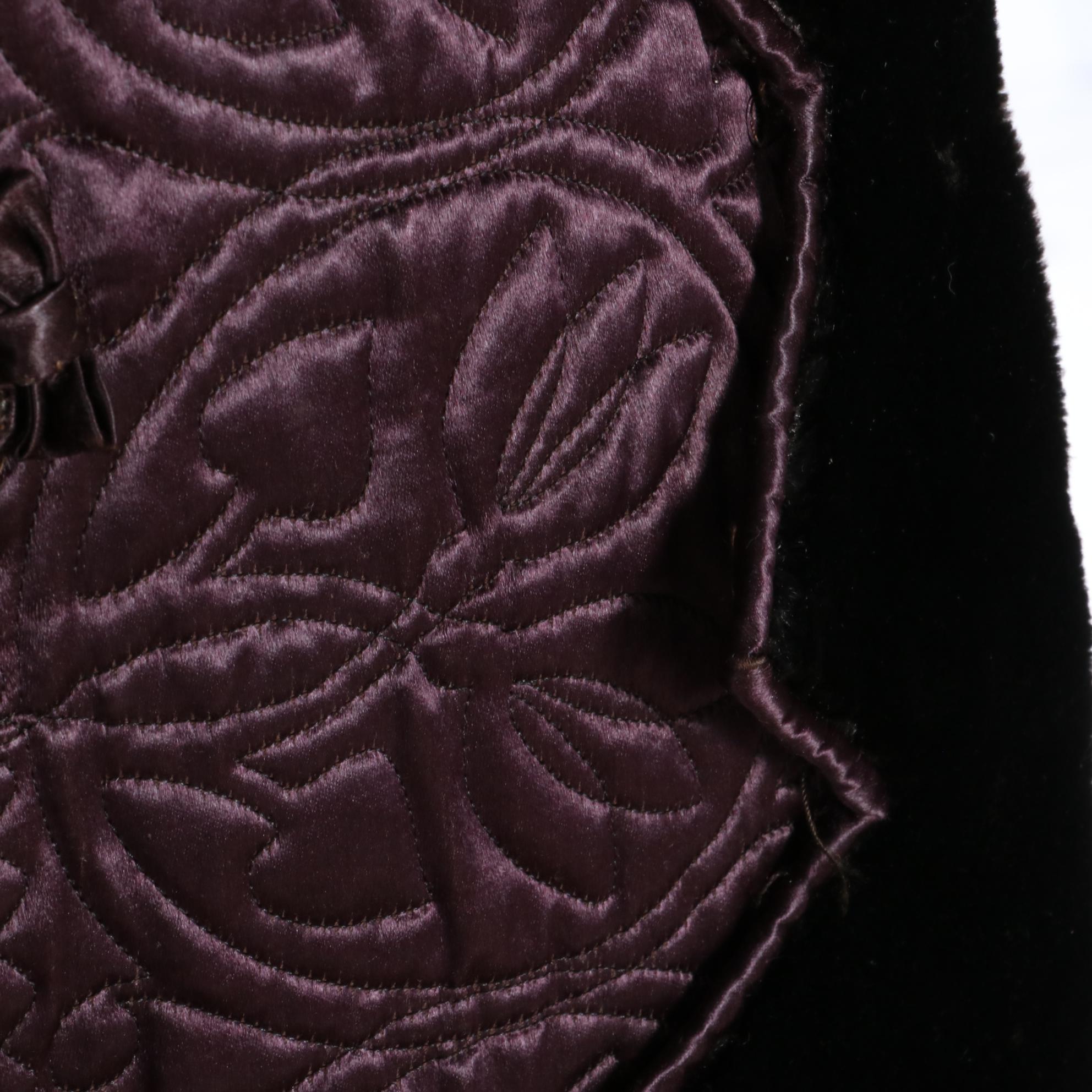 Victorian Era Velvet Fitted Coat with Fur Toggle Buttons