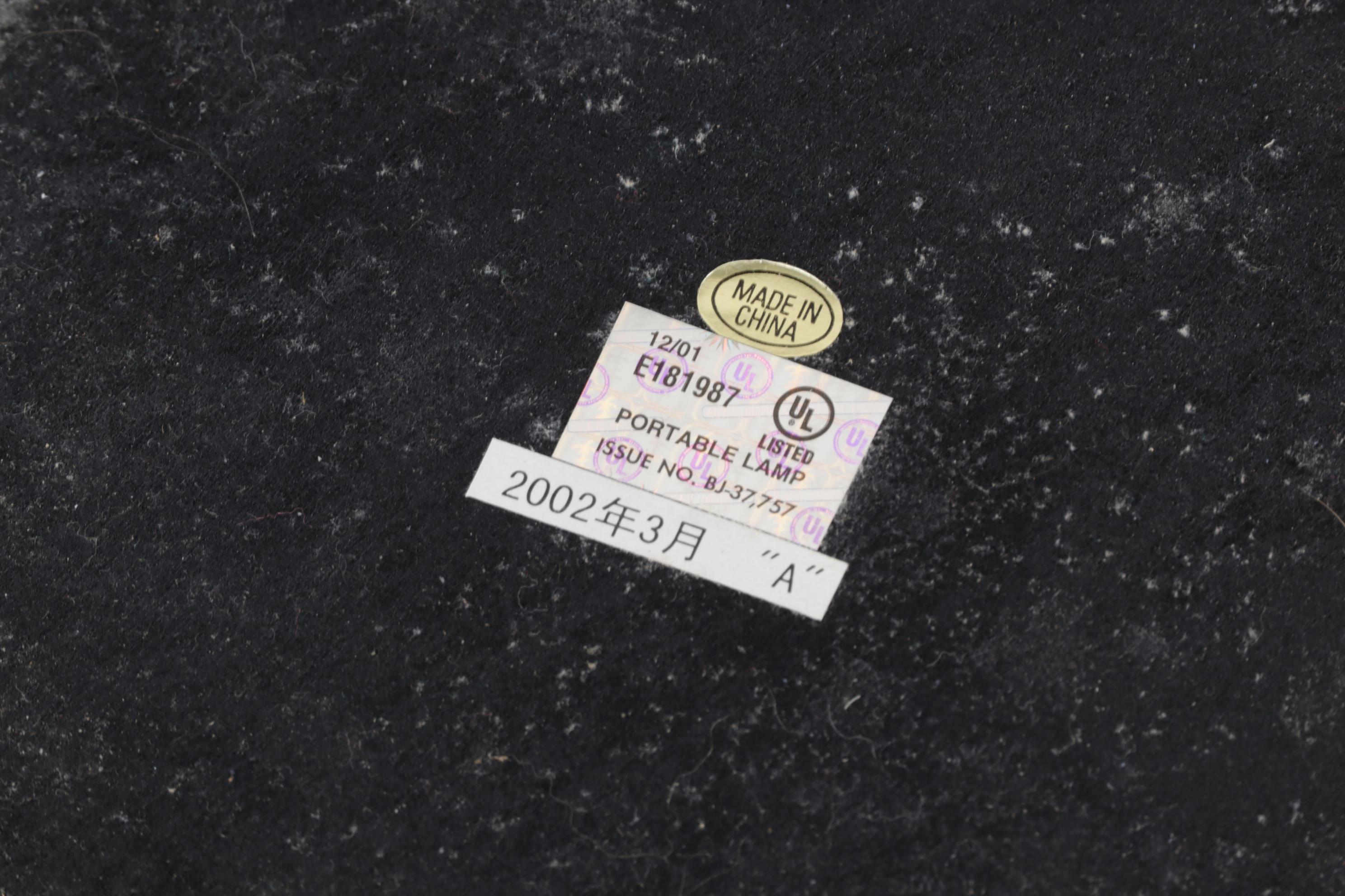 Flag Iris Purple Slag Glass and Metal Table Lamp, Contemporary