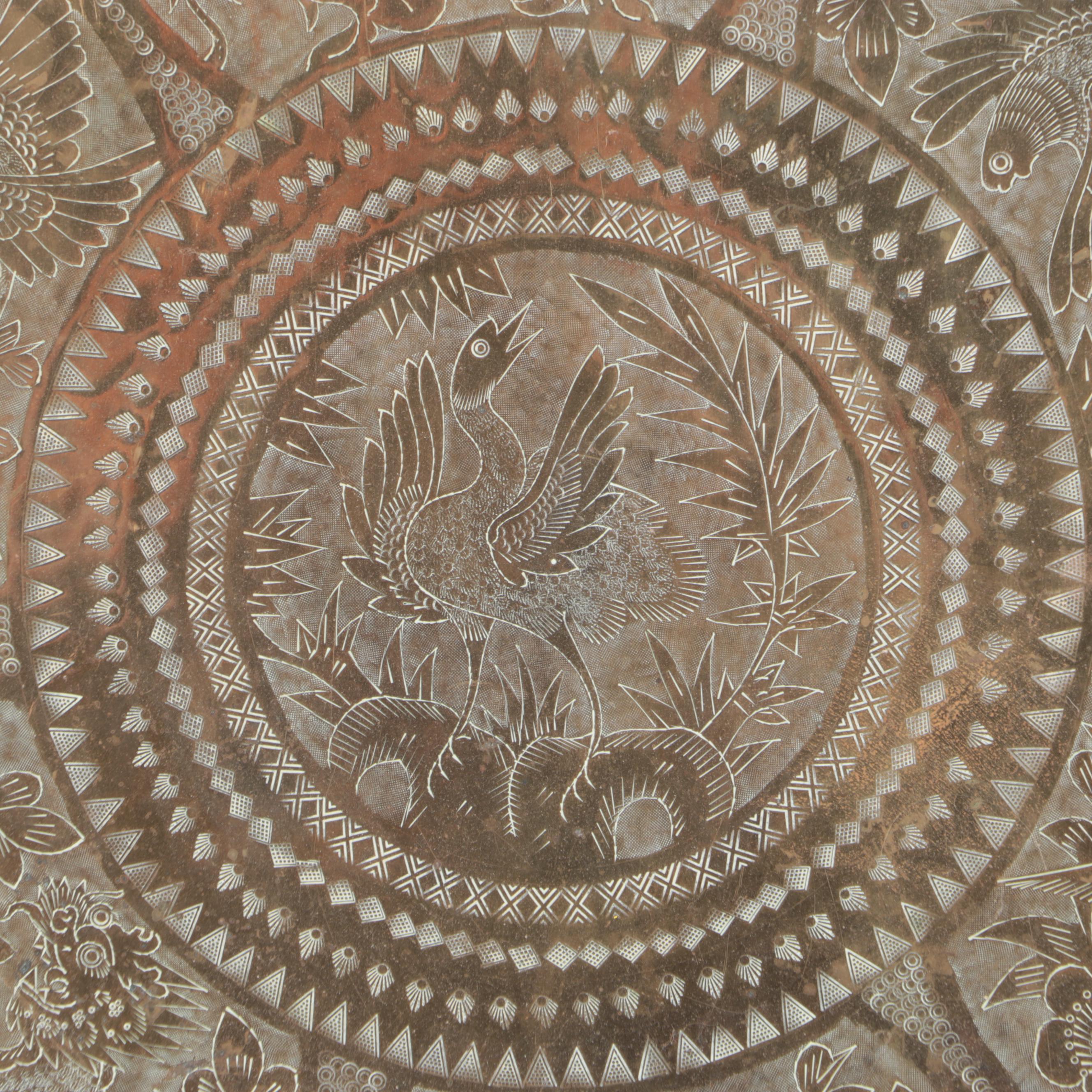 Chinese Brass Tray Table with Folding Base