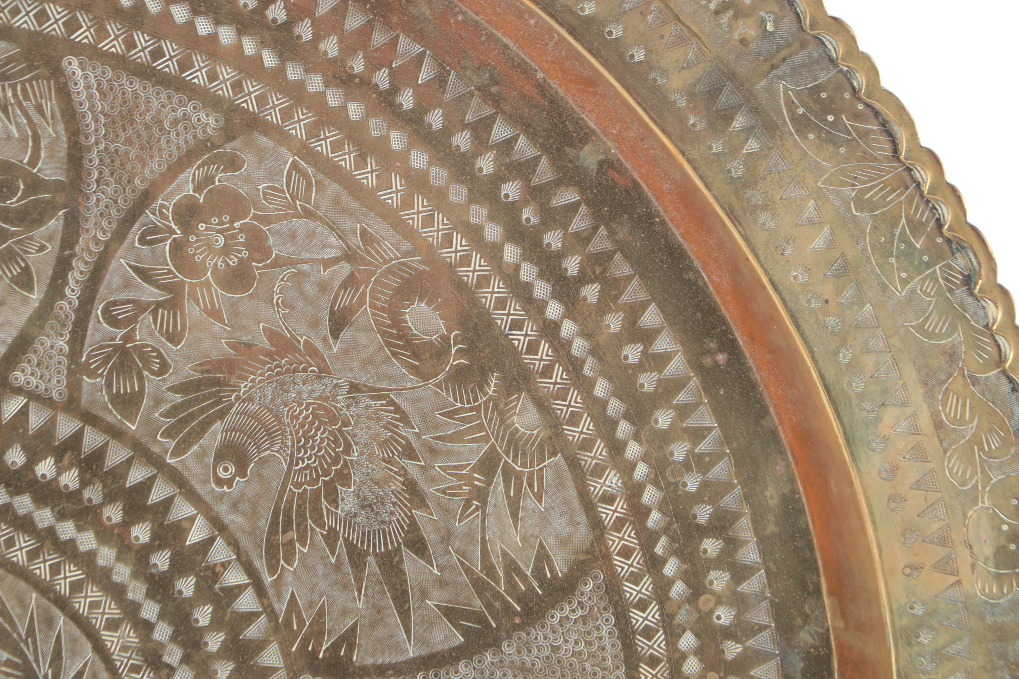 Chinese Brass Tray Table with Folding Base