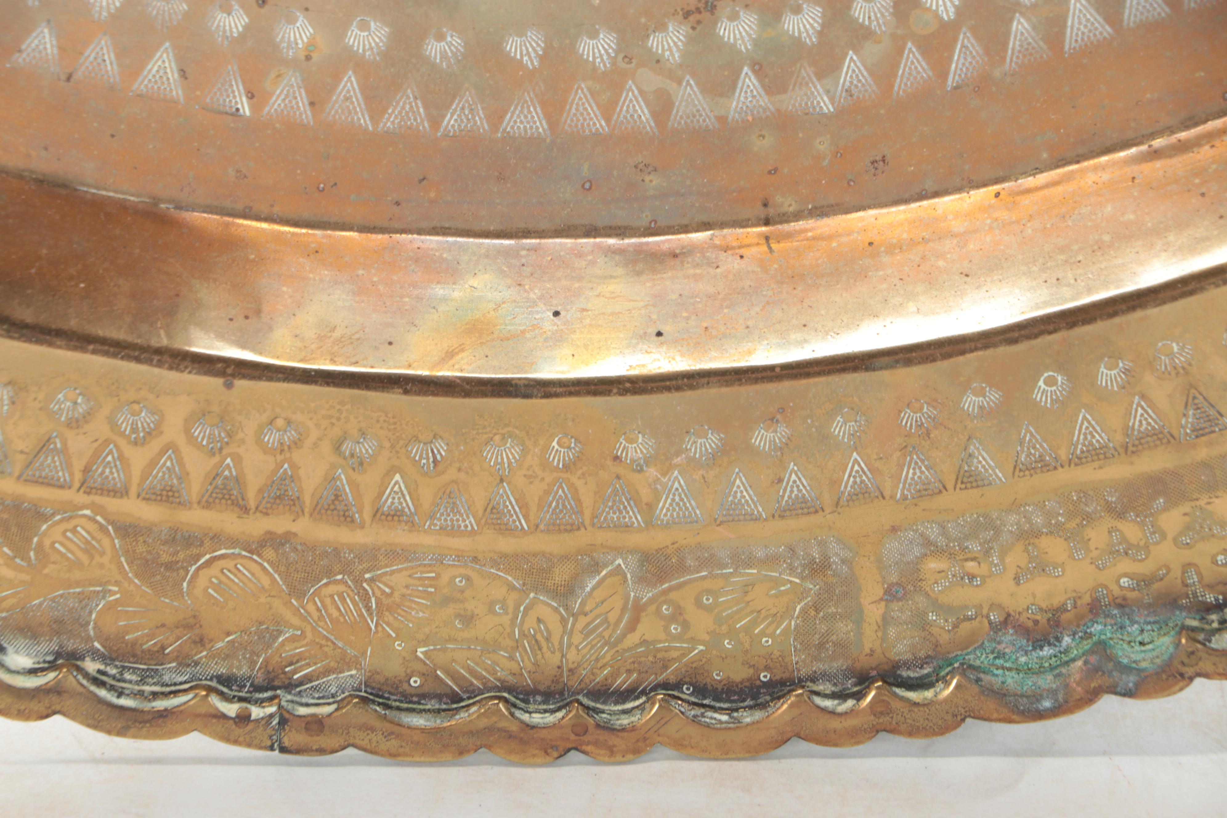 Chinese Brass Tray Table with Folding Base