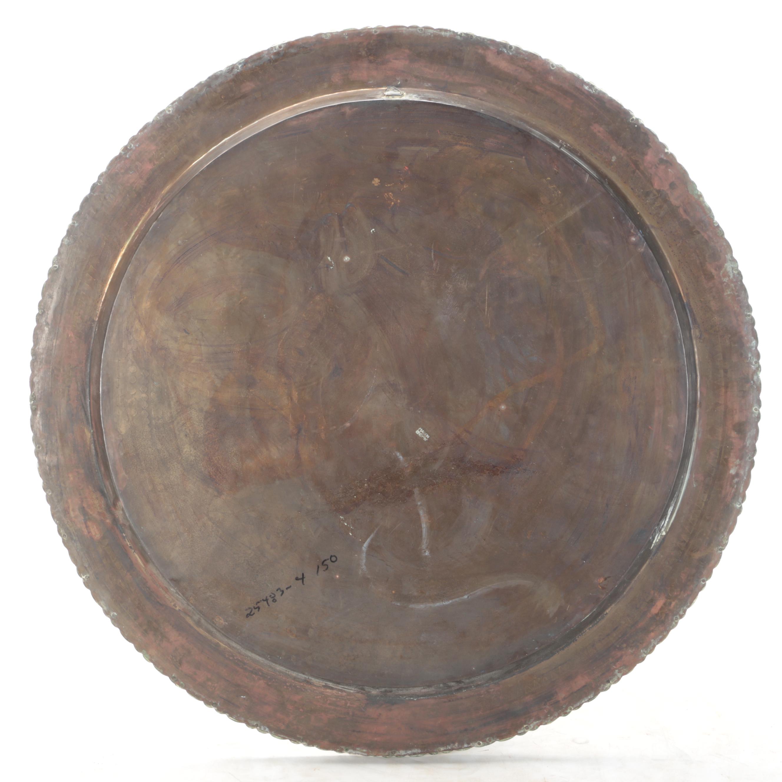 Chinese Brass Tray Table with Folding Base