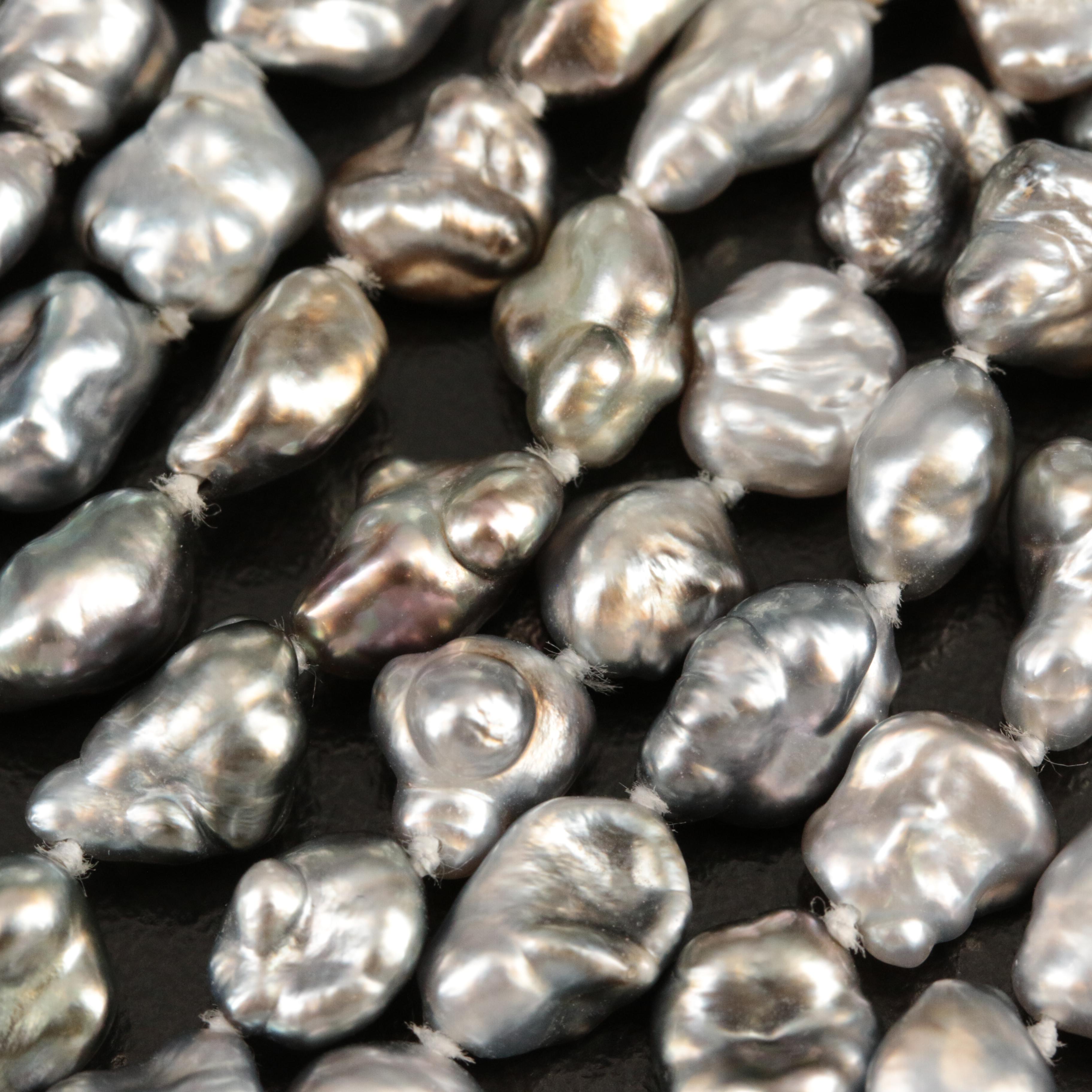 18K Diamond Snake Clasp on Pearl Multi-Strand Necklace