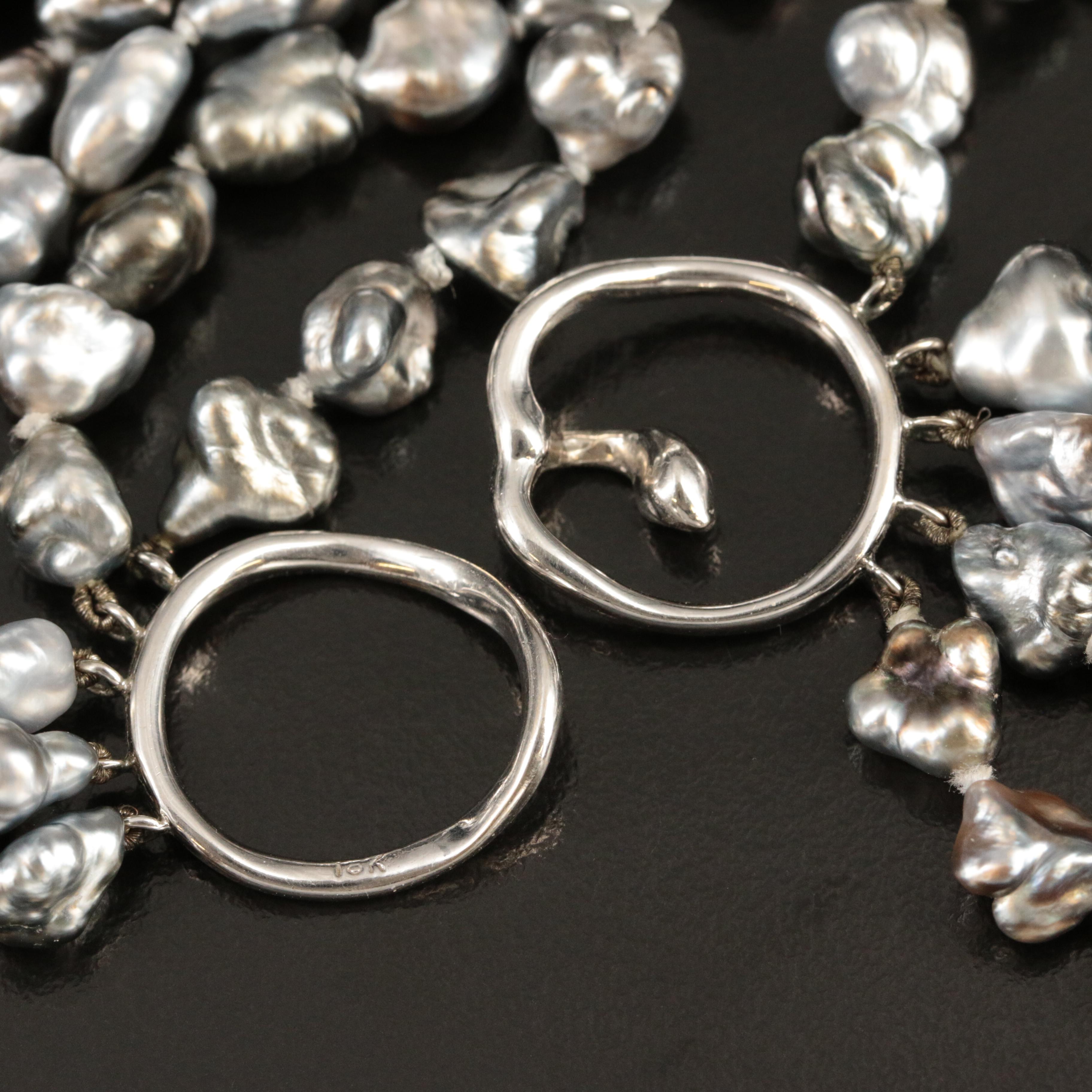 18K Diamond Snake Clasp on Pearl Multi-Strand Necklace