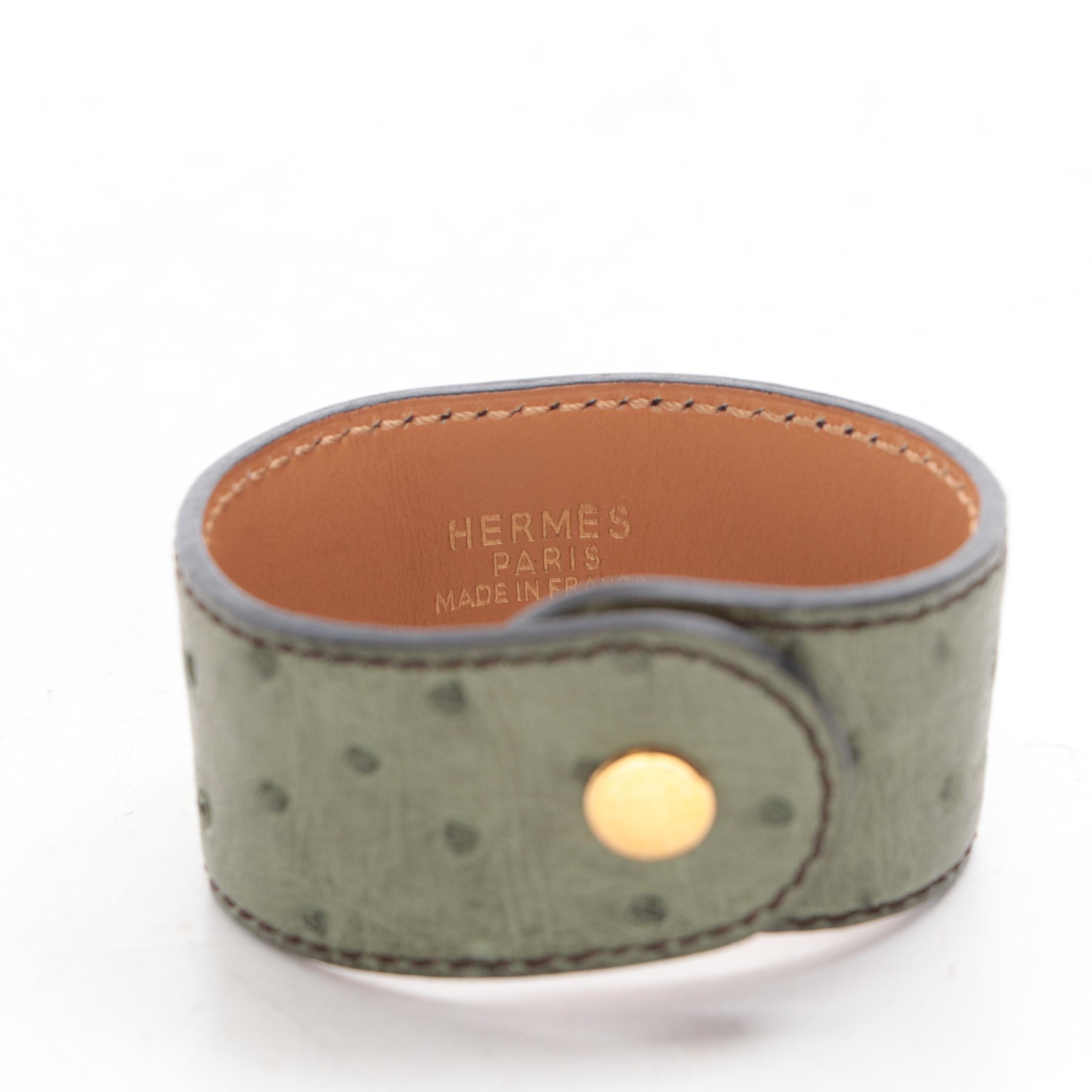Hermès Médor Bracelet in Green Ostrich Leather