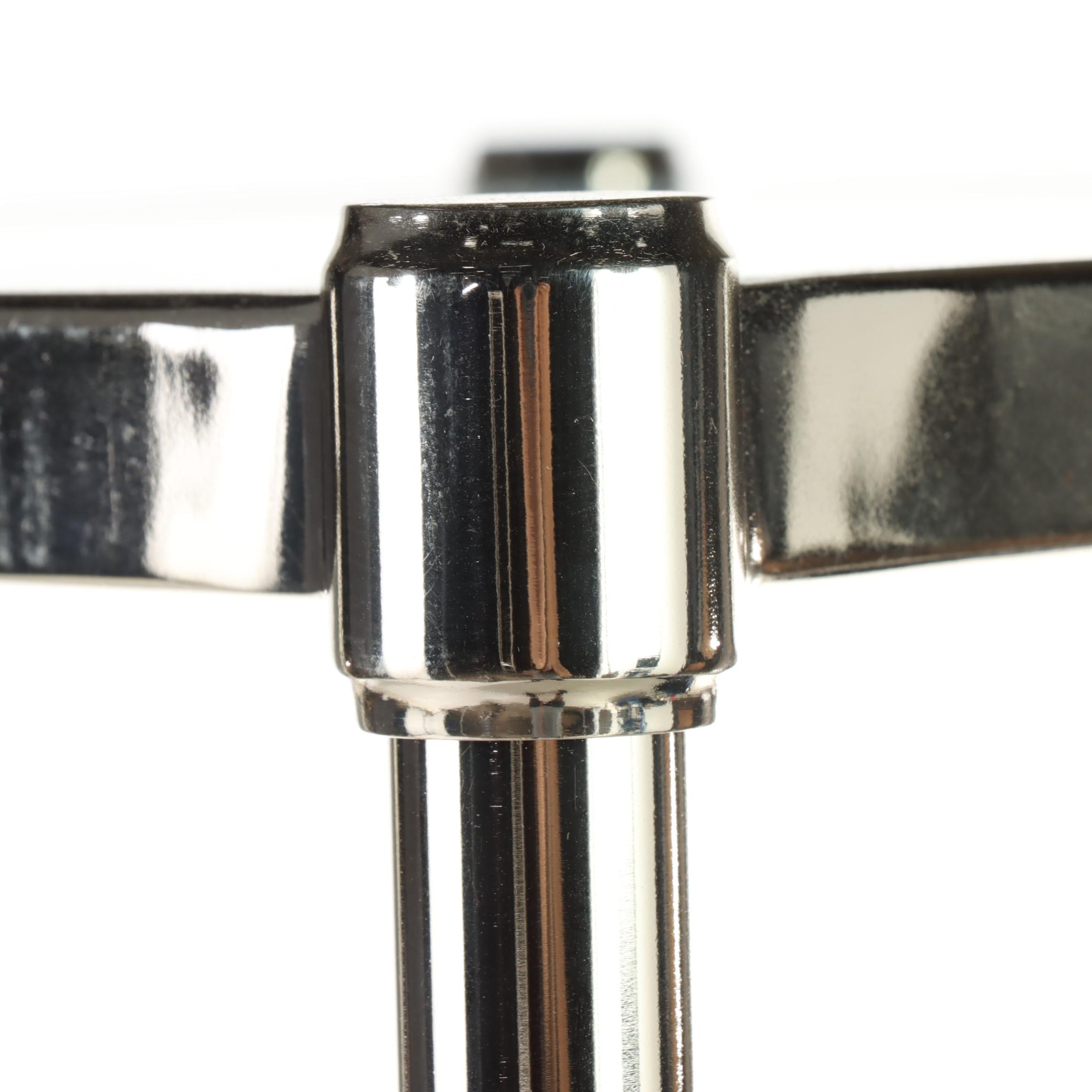 Pair of Modernist Style Chrome and Glass Five-Tier Display Towers