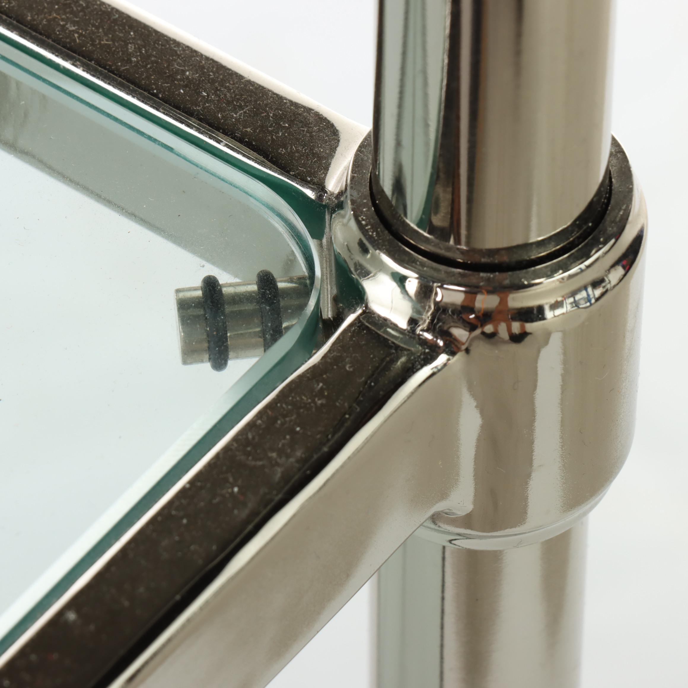 Pair of Modernist Style Chrome and Glass Five-Tier Display Towers