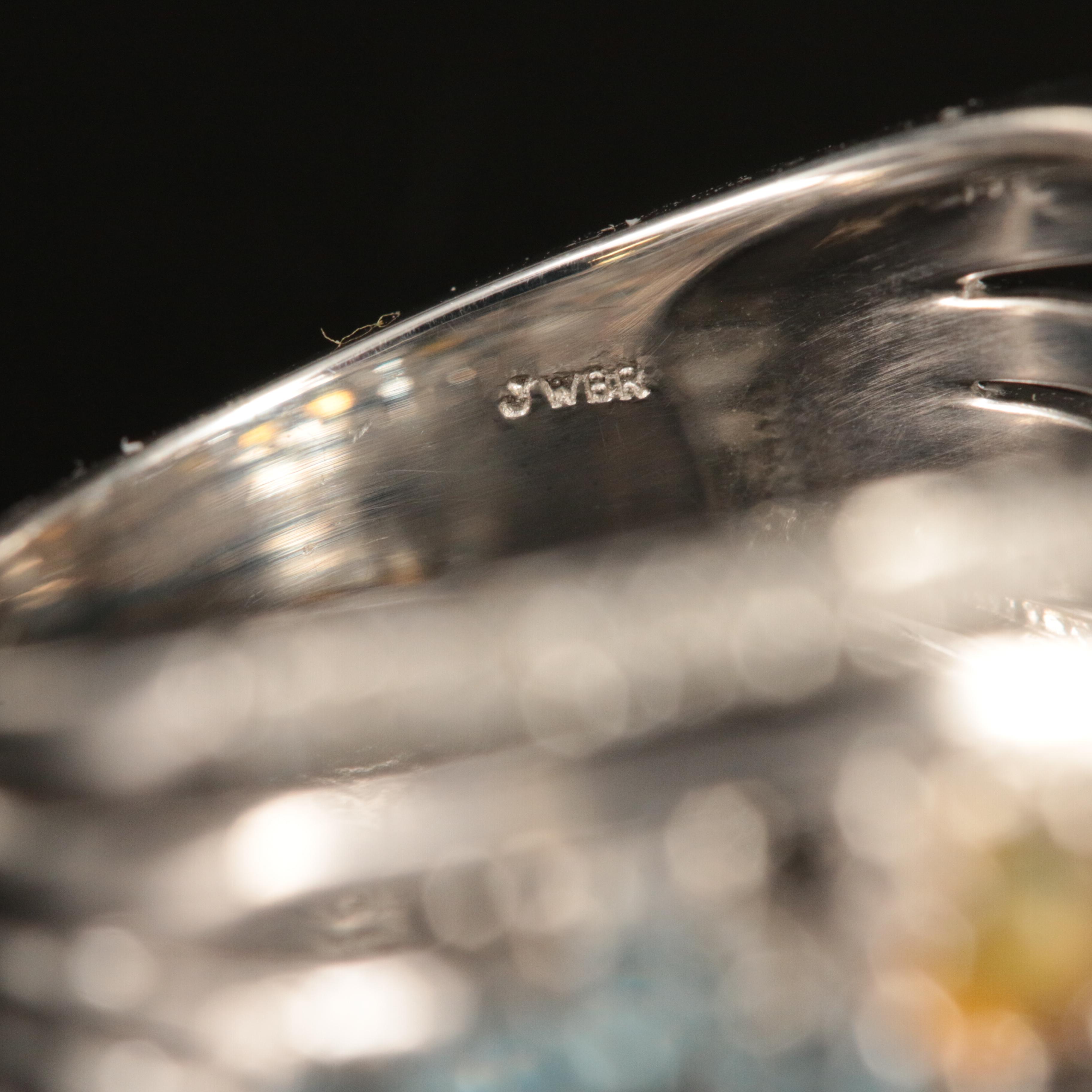 Sterling Opal, Topaz and Zircon Ring