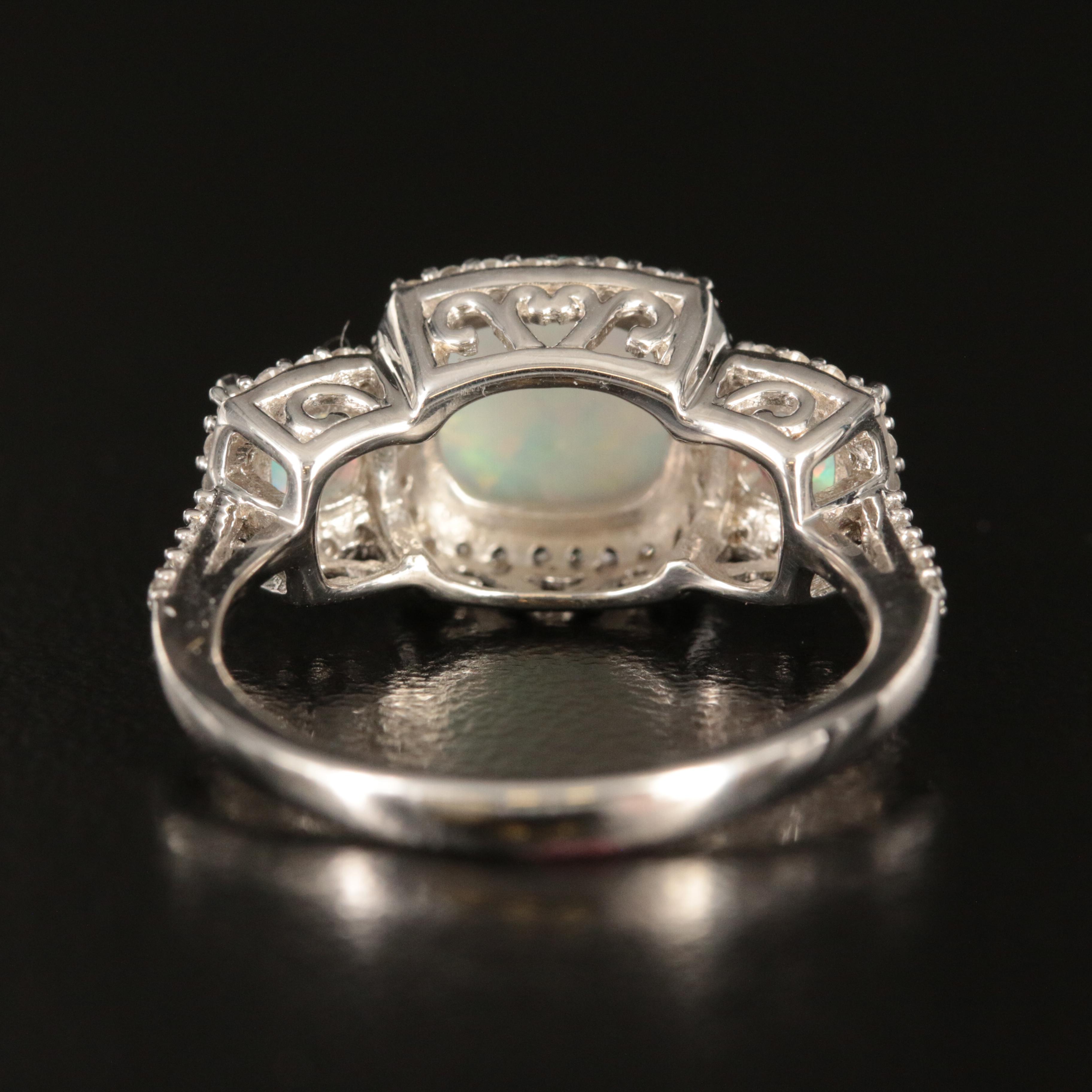 Sterling Opal and Sapphire Ring
