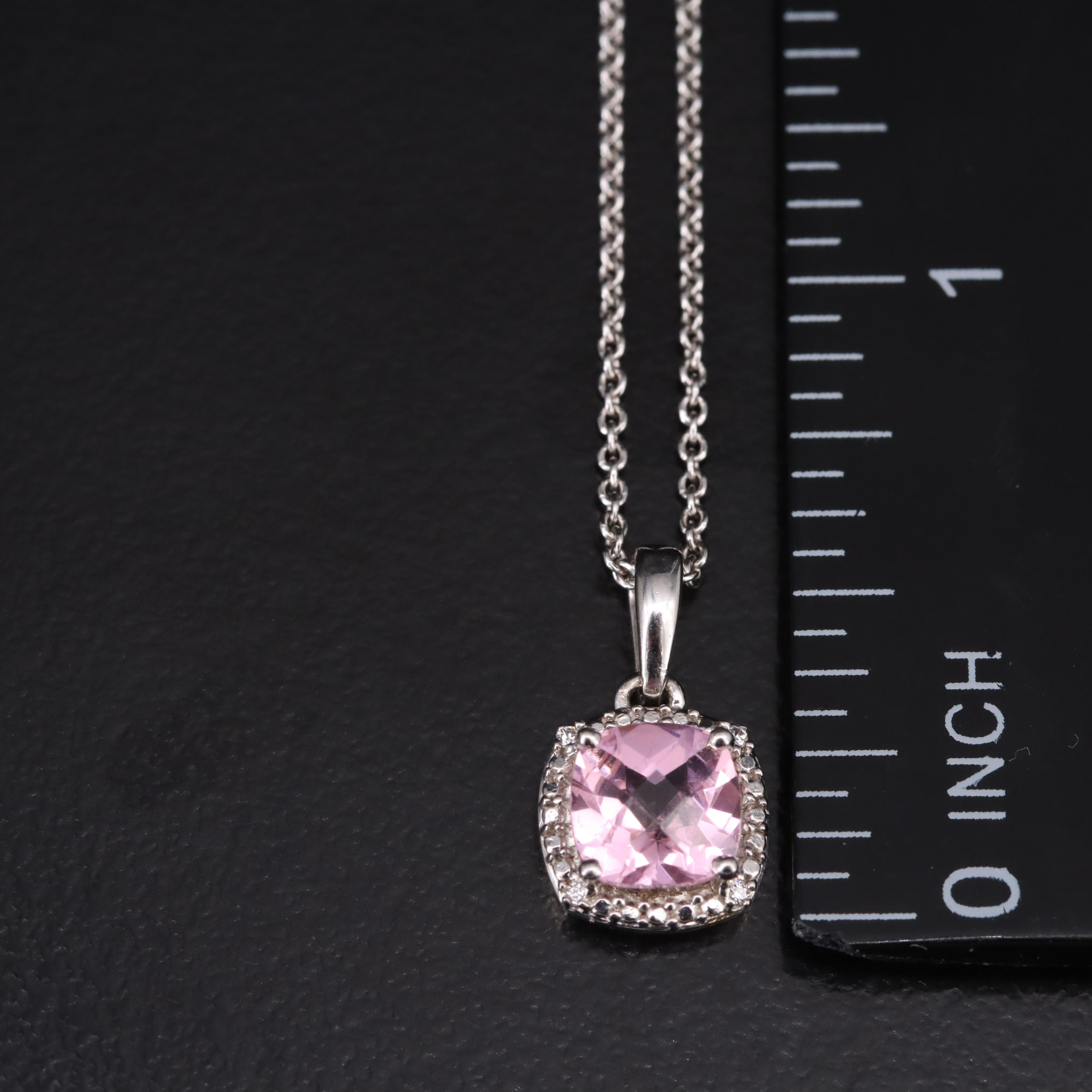 Sterling Cubic Zirconia Halo Pendant Necklace