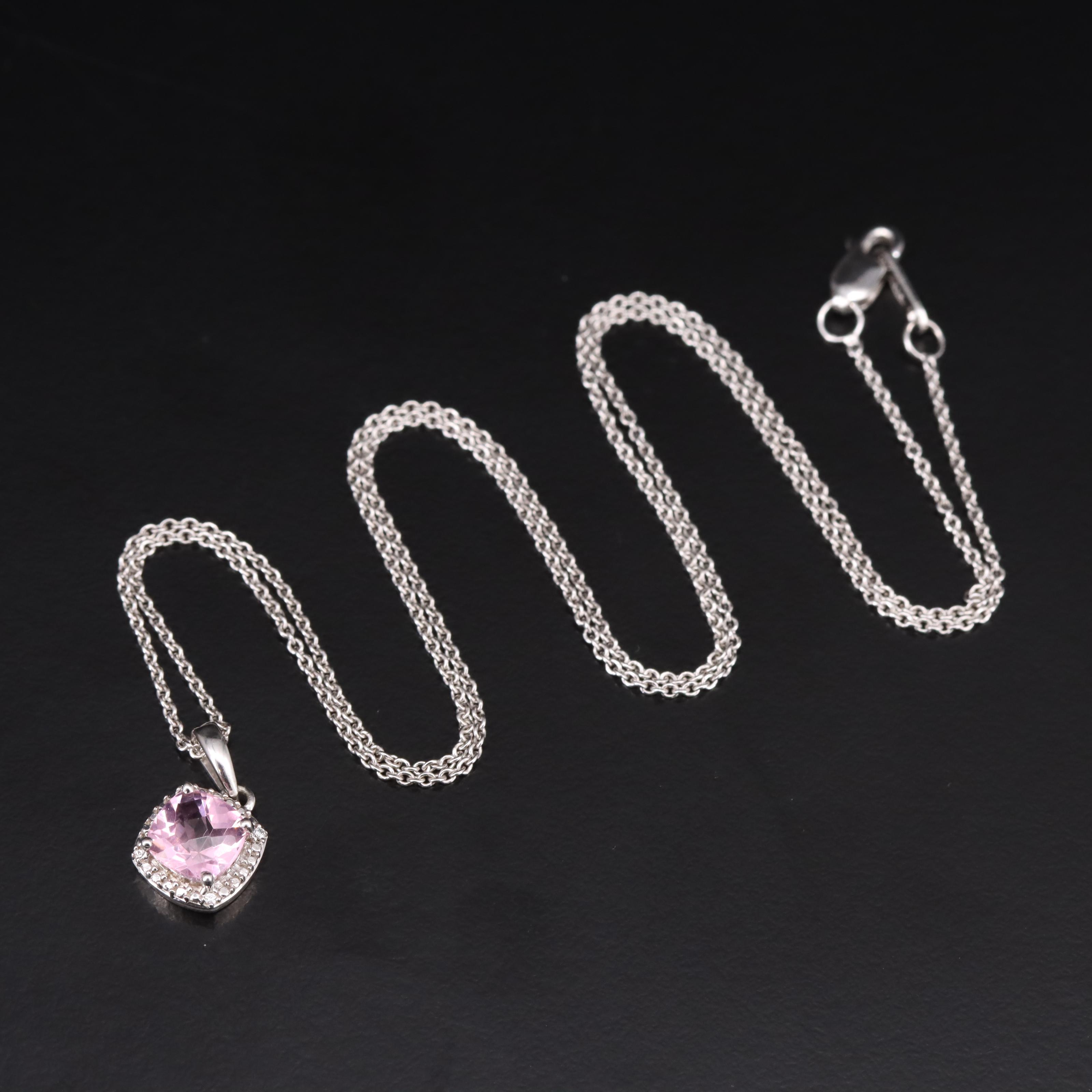 Sterling Cubic Zirconia Halo Pendant Necklace