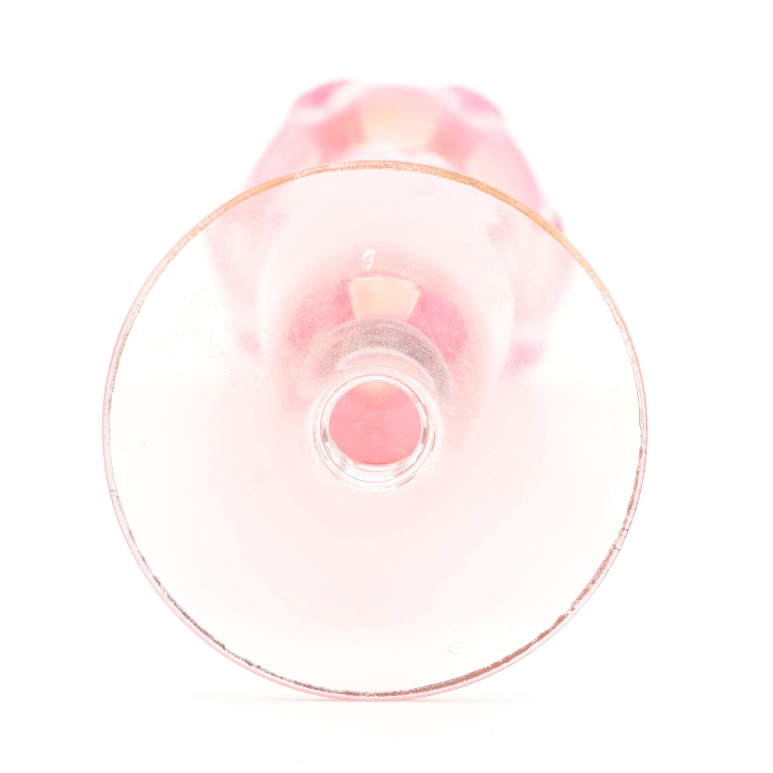 Mary Gregory Style Cobalt Glass Cruet with Other Glass Vases, 20th Century