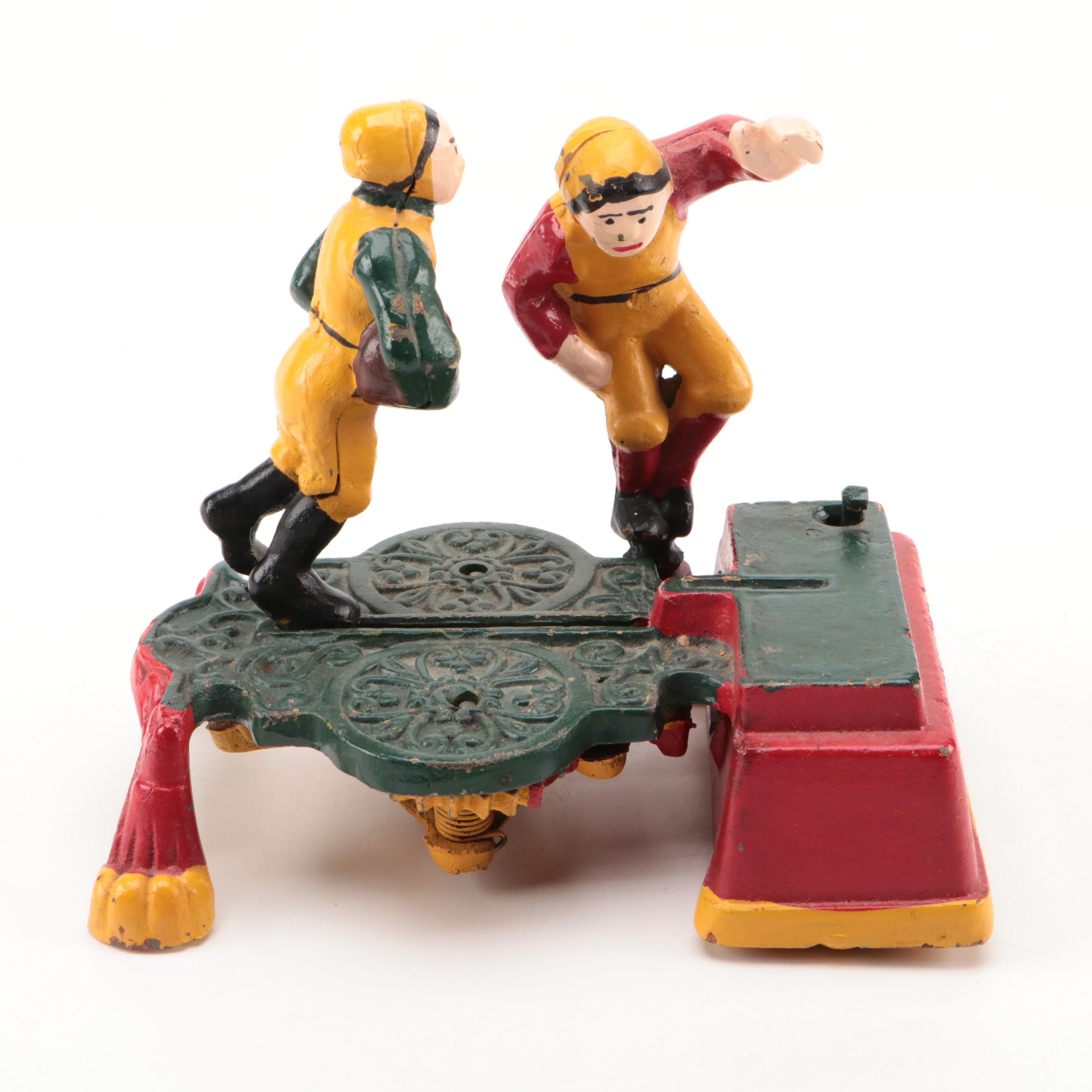 Clown Figure and Calamity Football Mechanical Bank