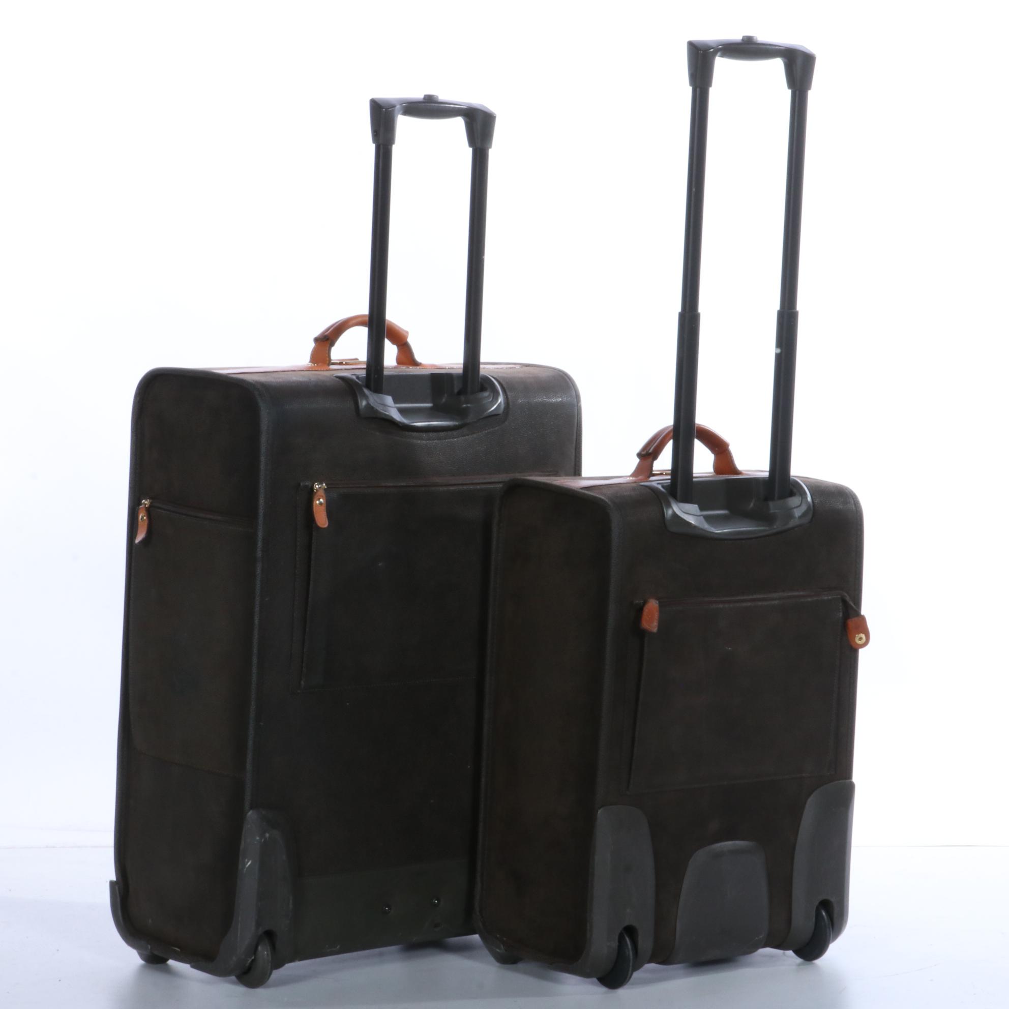 Bric's Life Collection Rolling Luggage in Sueded Coated Canvas and Leather