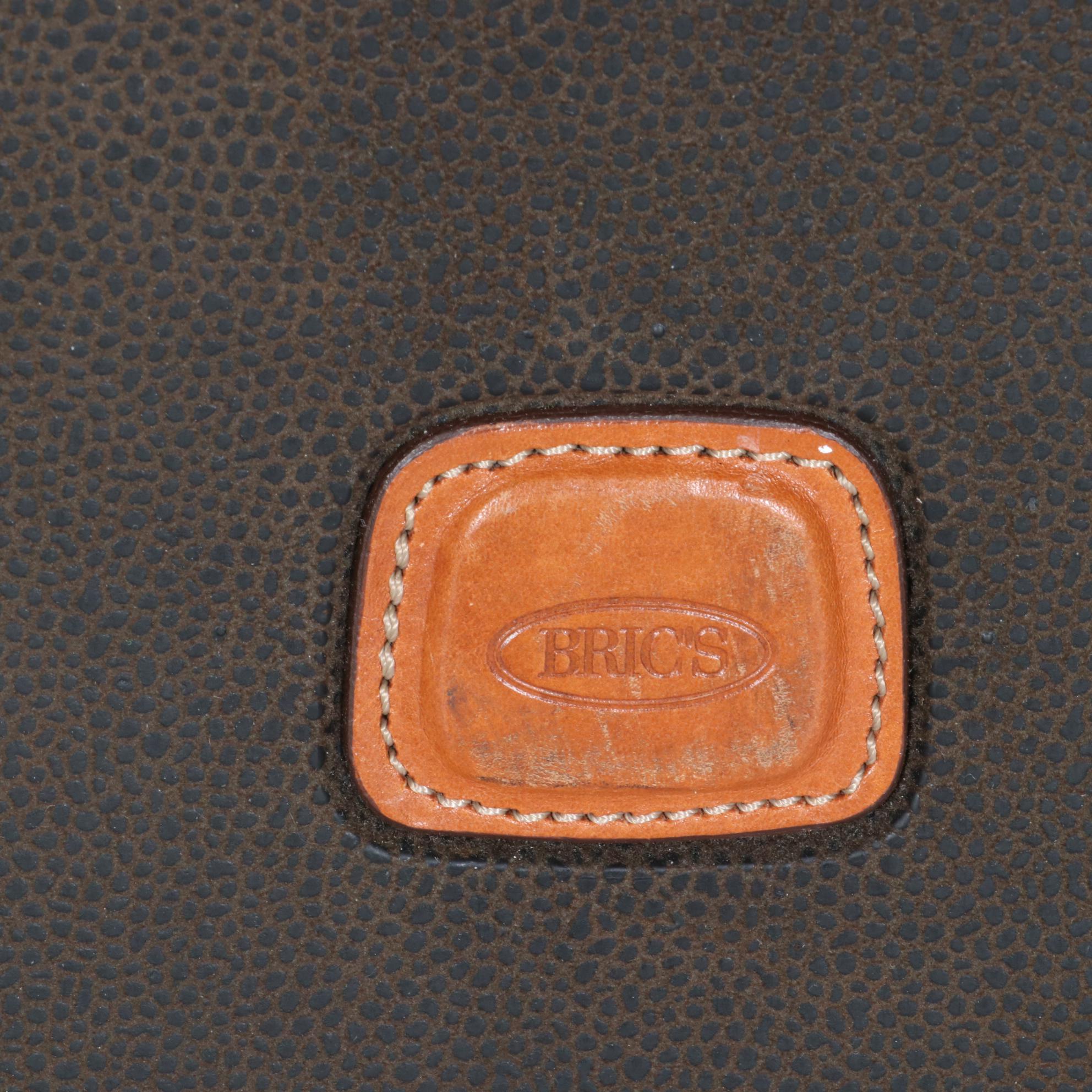 Bric's Life Collection Rolling Luggage in Sueded Coated Canvas and Leather