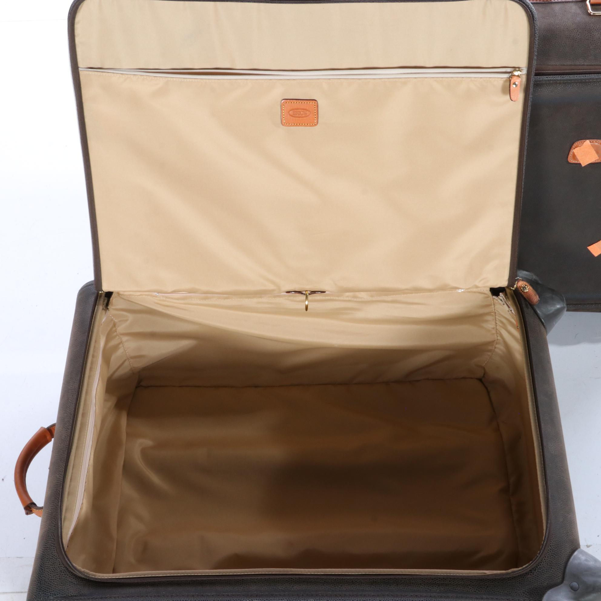 Bric's Life Collection Rolling Luggage in Sueded Coated Canvas and Leather