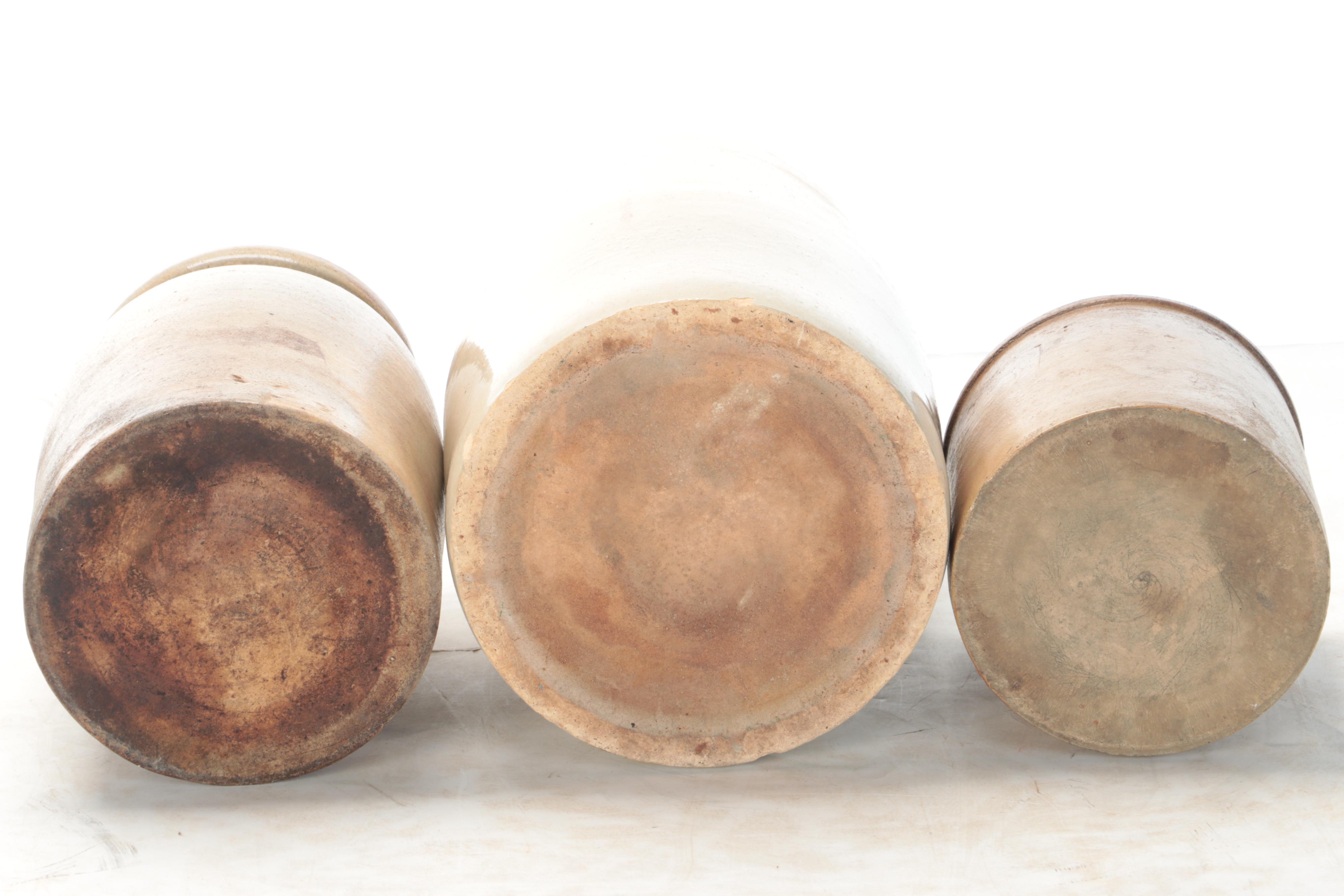 American Salt Glazed Stoneware Crocks, Late 19th/Early 20th Century