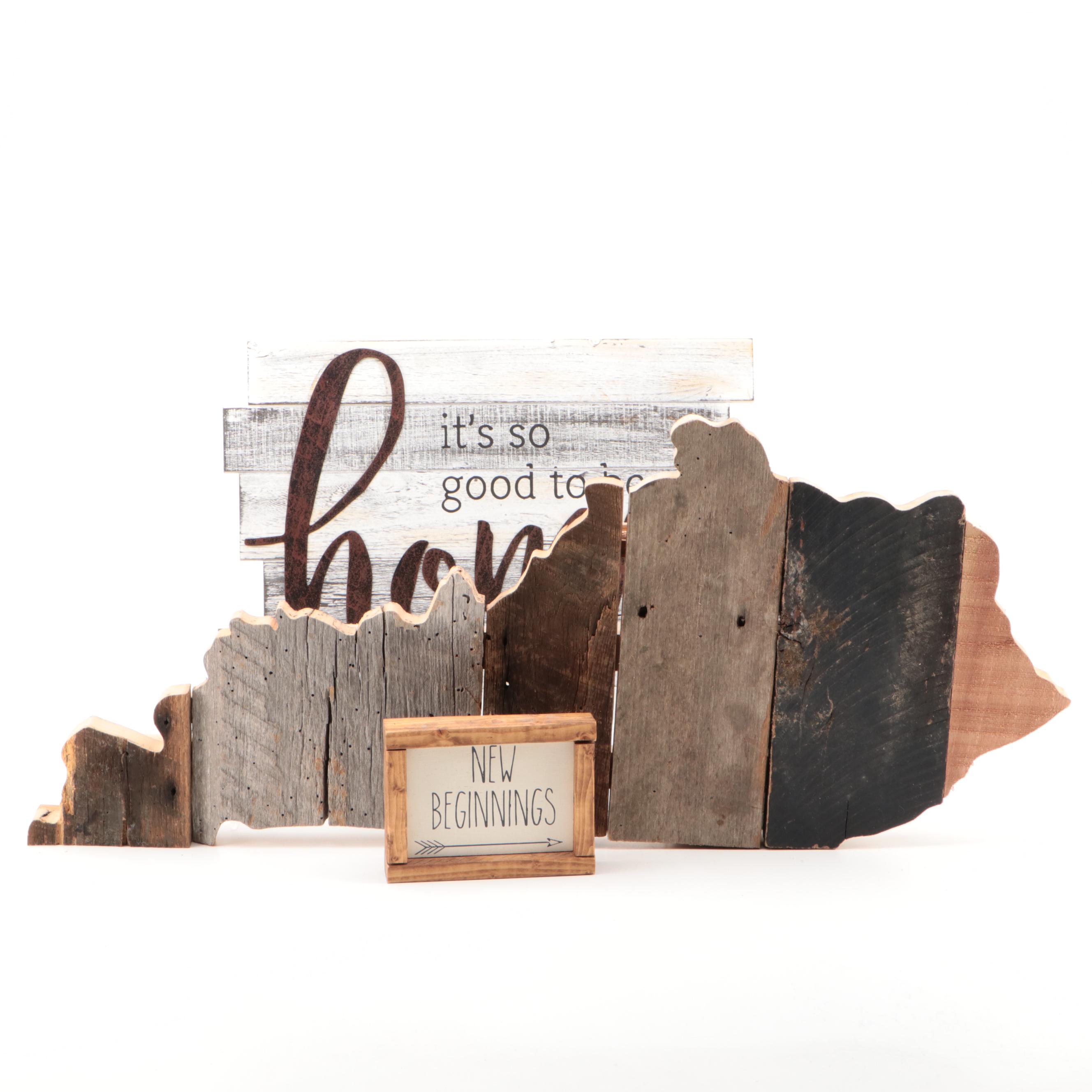 State of Kentucky and Other Rustic Wooden Signs