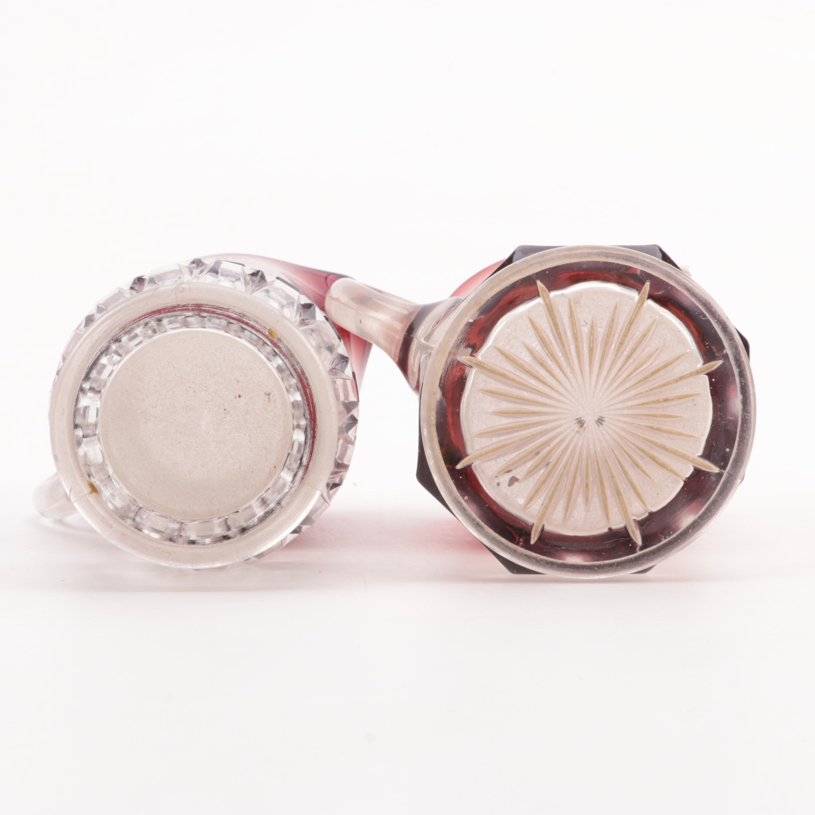 Ruby Flashed EAPG Souvenir Mugs and Creamers, Late 19th/ Early 20th C.