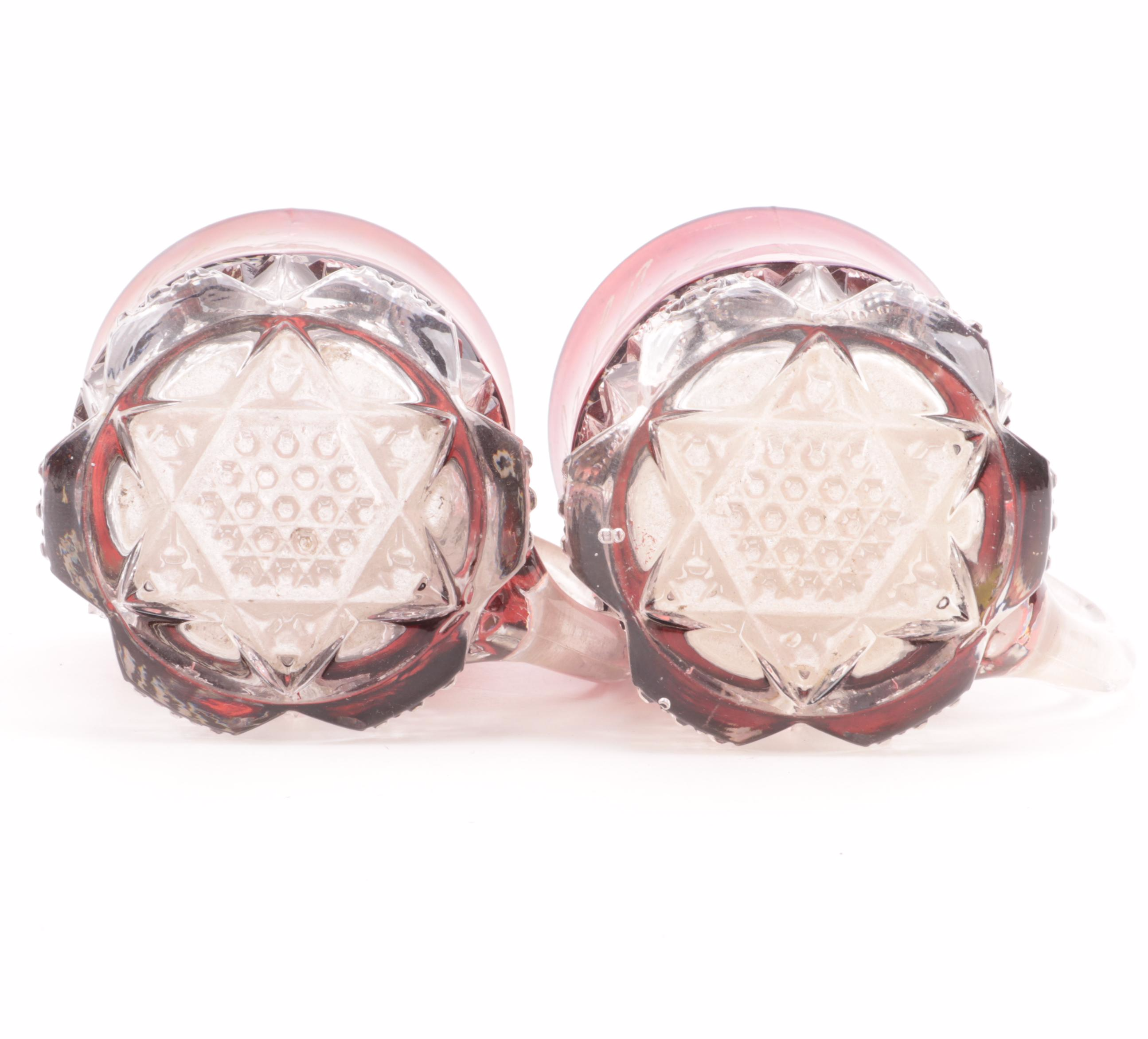 Ruby Flashed EAPG Souvenir Mugs and Creamers, Late 19th/ Early 20th C.