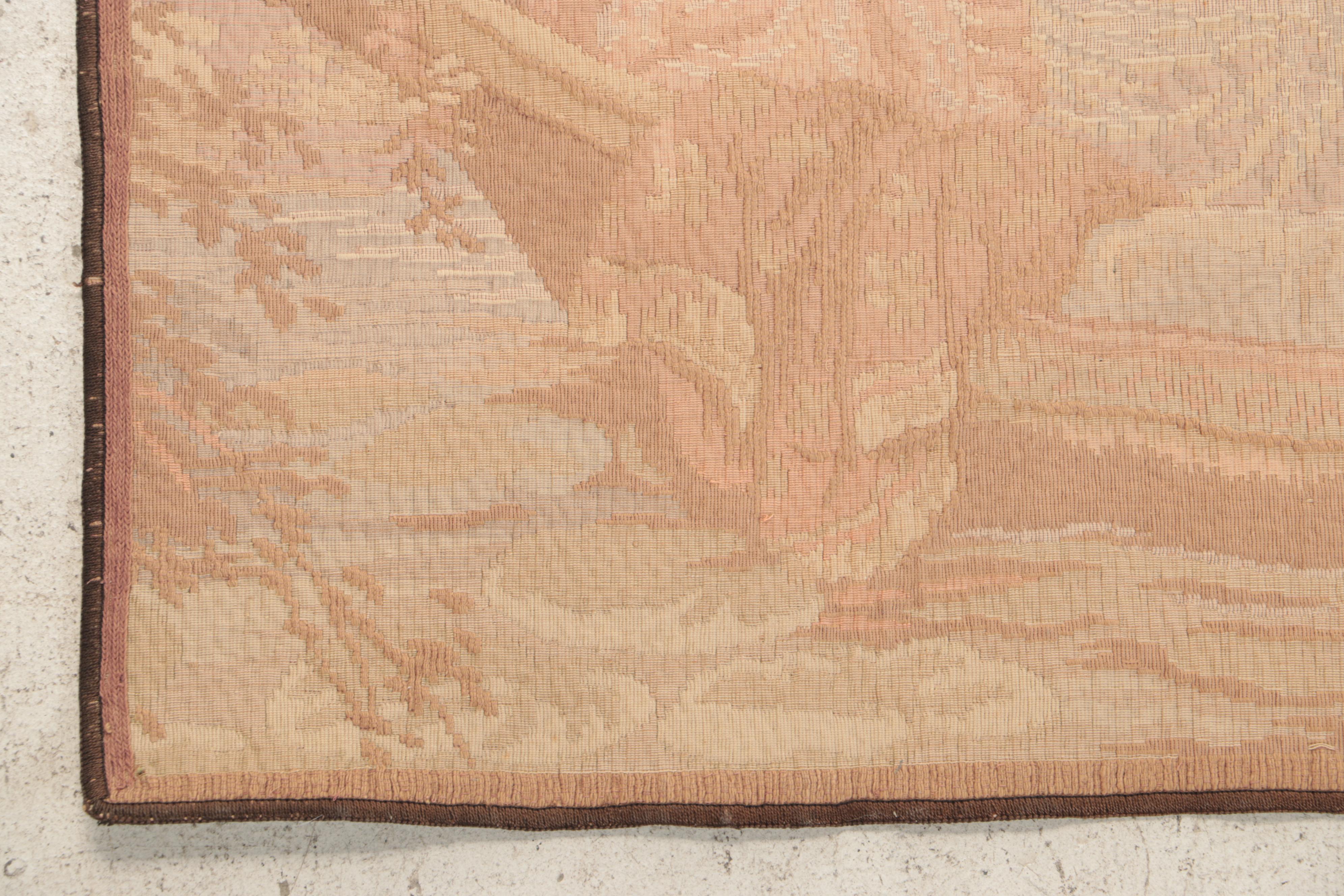 French Machine Made Woven Tapestry of Man and Woman in Boat