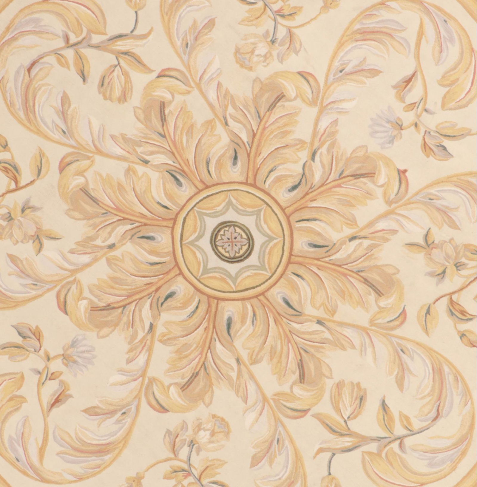 8' Round Handwoven French Aubusson Style Area Rug