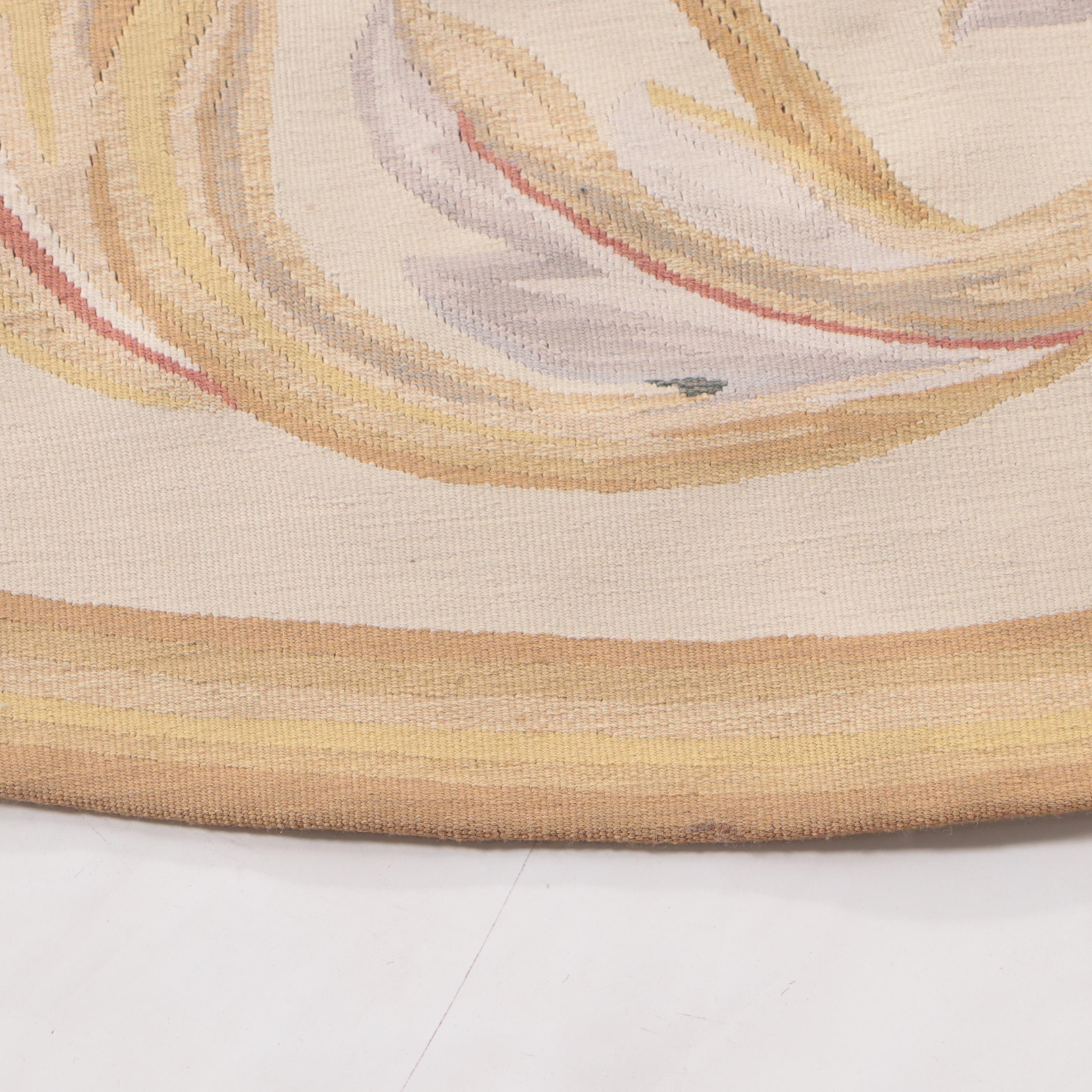 8' Round Handwoven French Aubusson Style Area Rug