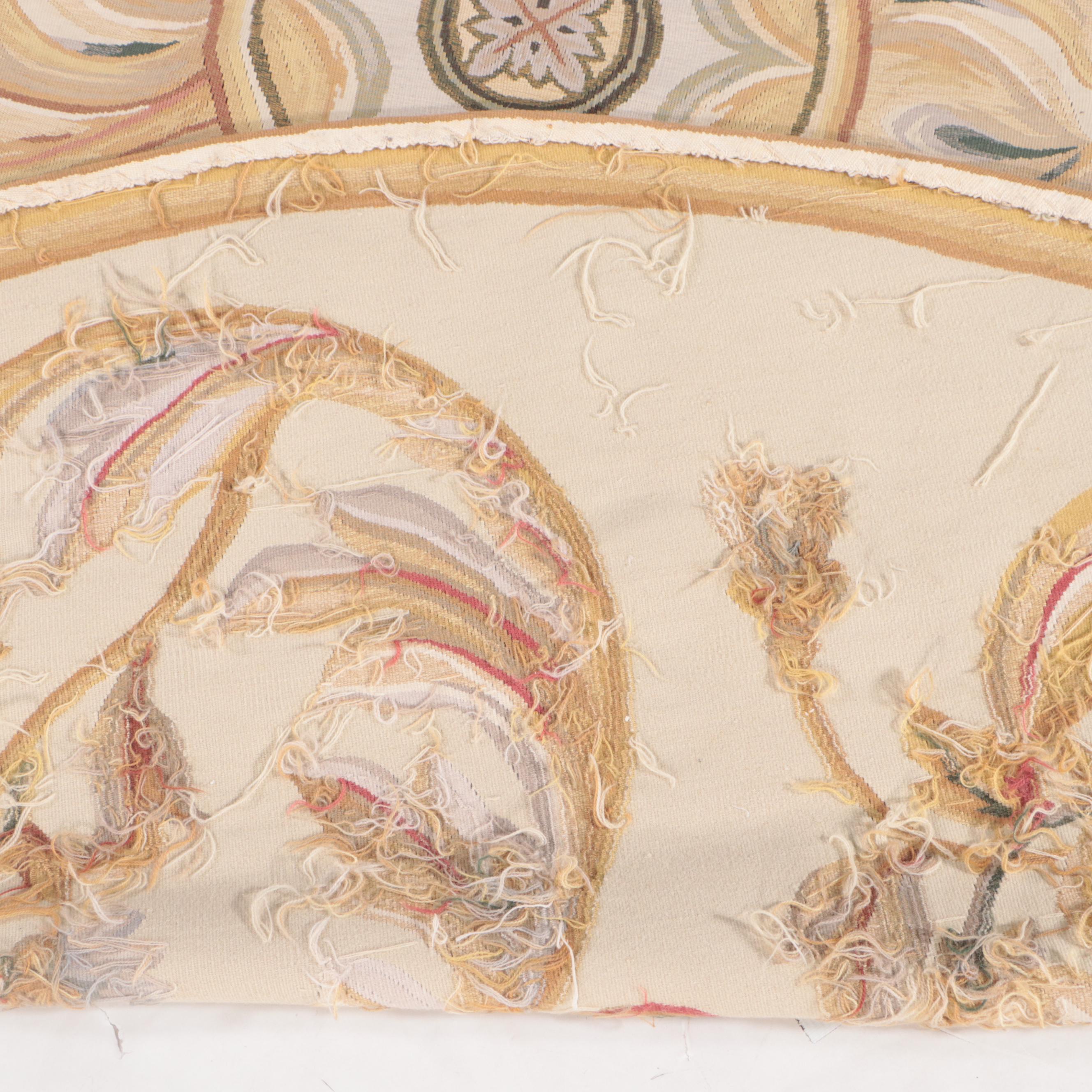 8' Round Handwoven French Aubusson Style Area Rug