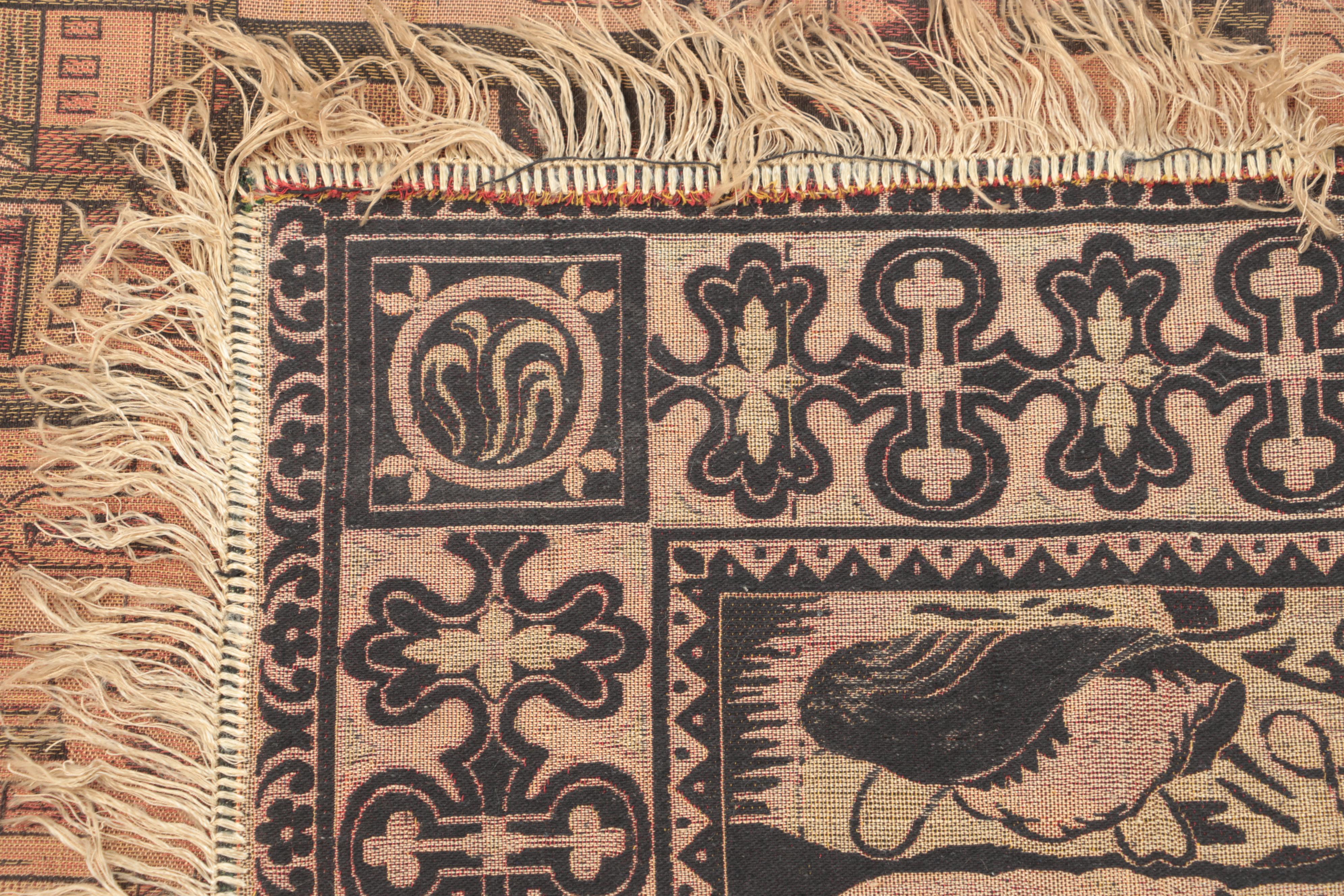 Machine Made Woven Tapestry With Market Scene