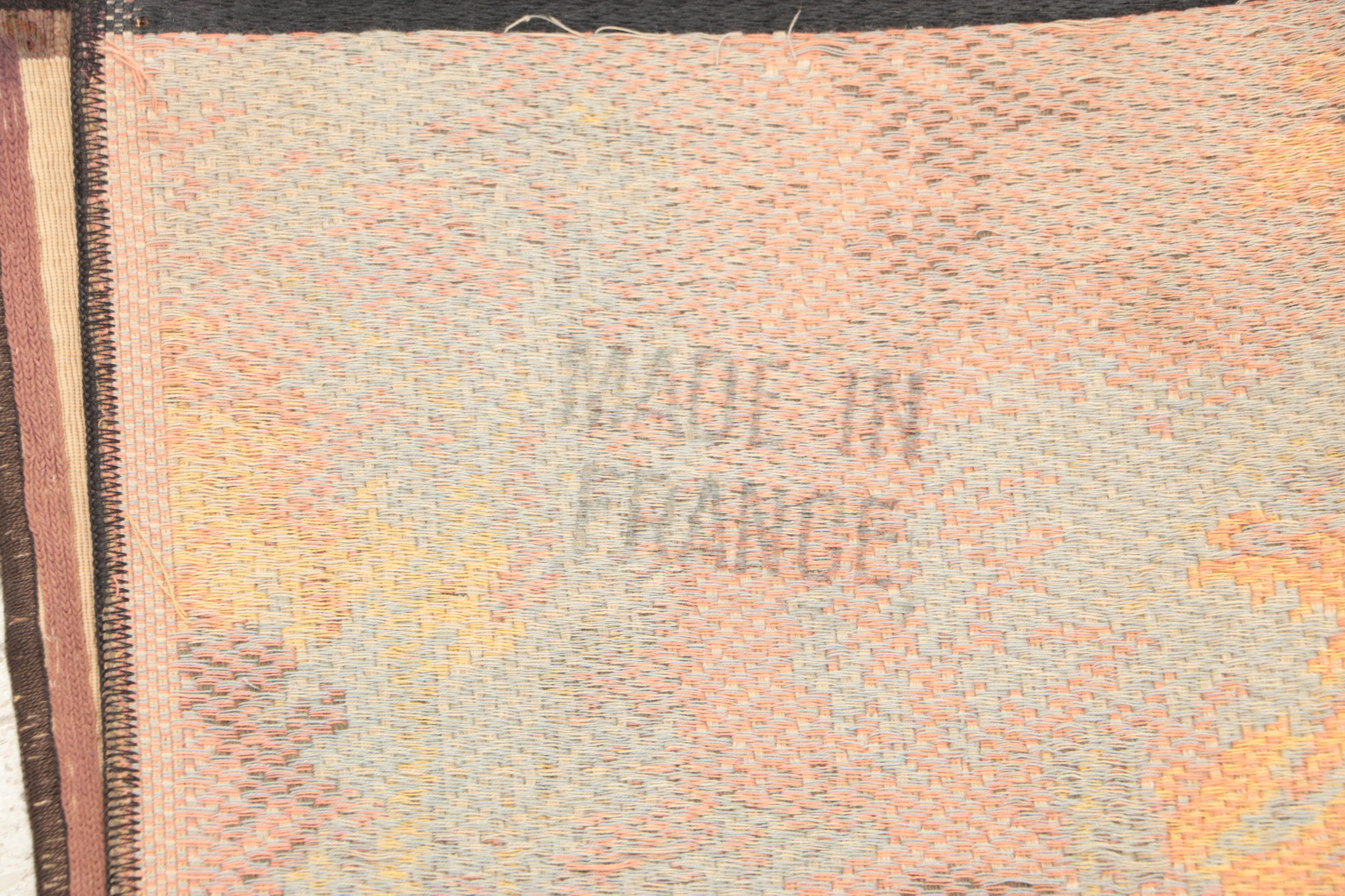 French Machine Made Woven Tapestry of Man and Woman in Boat