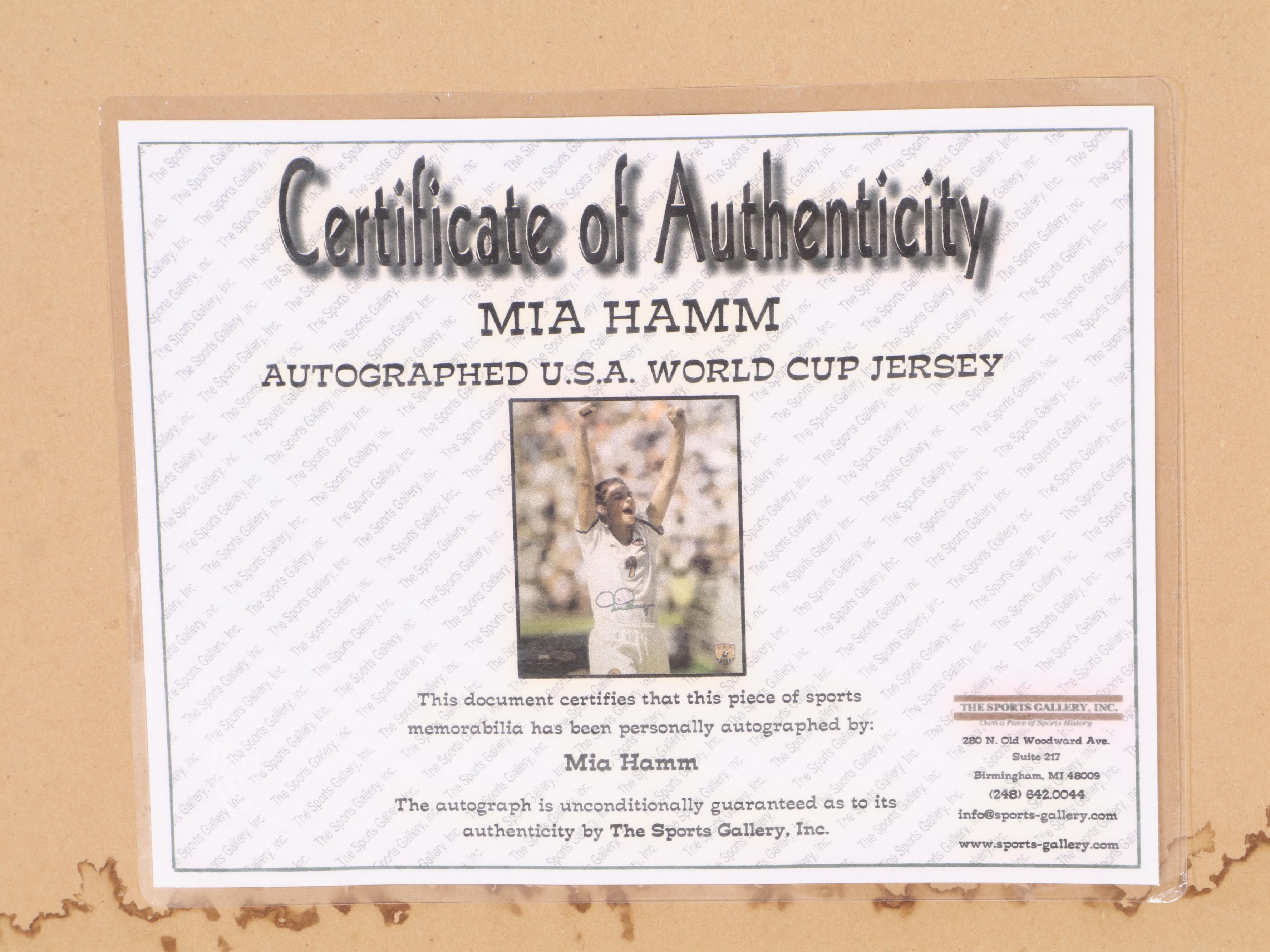 Mia Hamm Signed Nike Jersey in Matted Frame