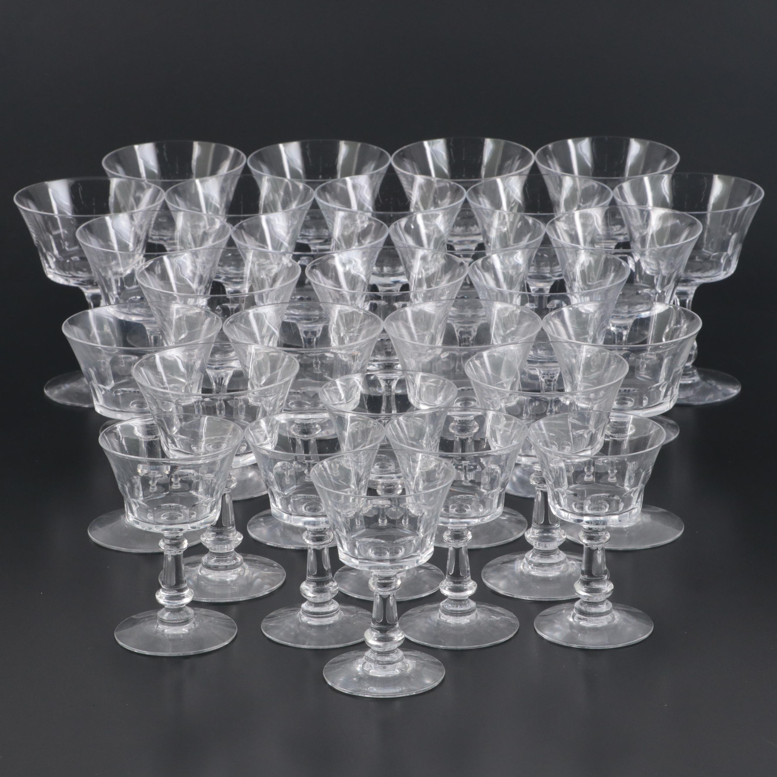 Fostoria "Georgian"and "Dolly Madison" Clear Glass Coupes, Mid to Late 20th C.