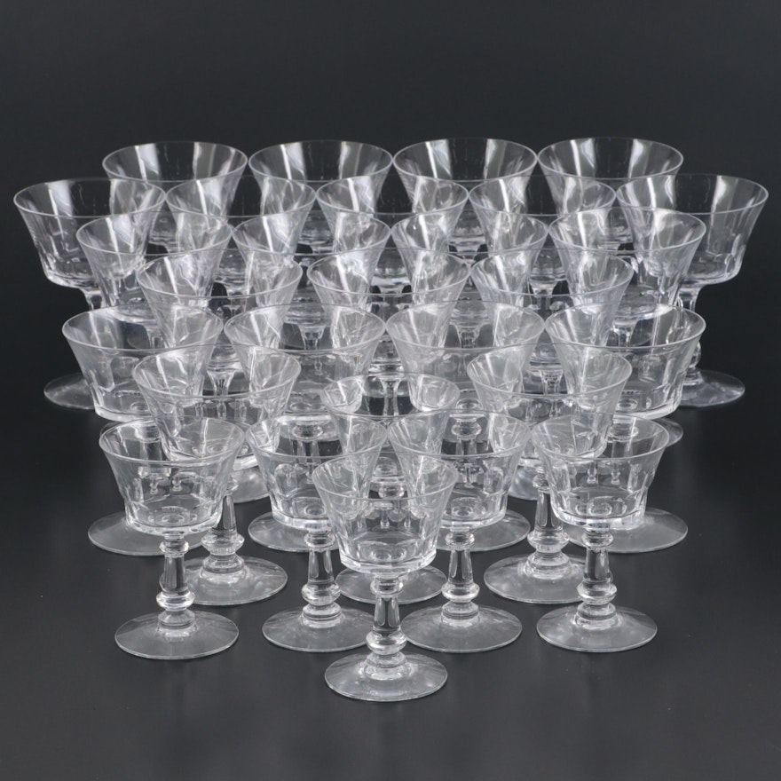 Fostoria "Georgian"and "Dolly Madison" Clear Glass Coupes, Mid to Late 20th C.