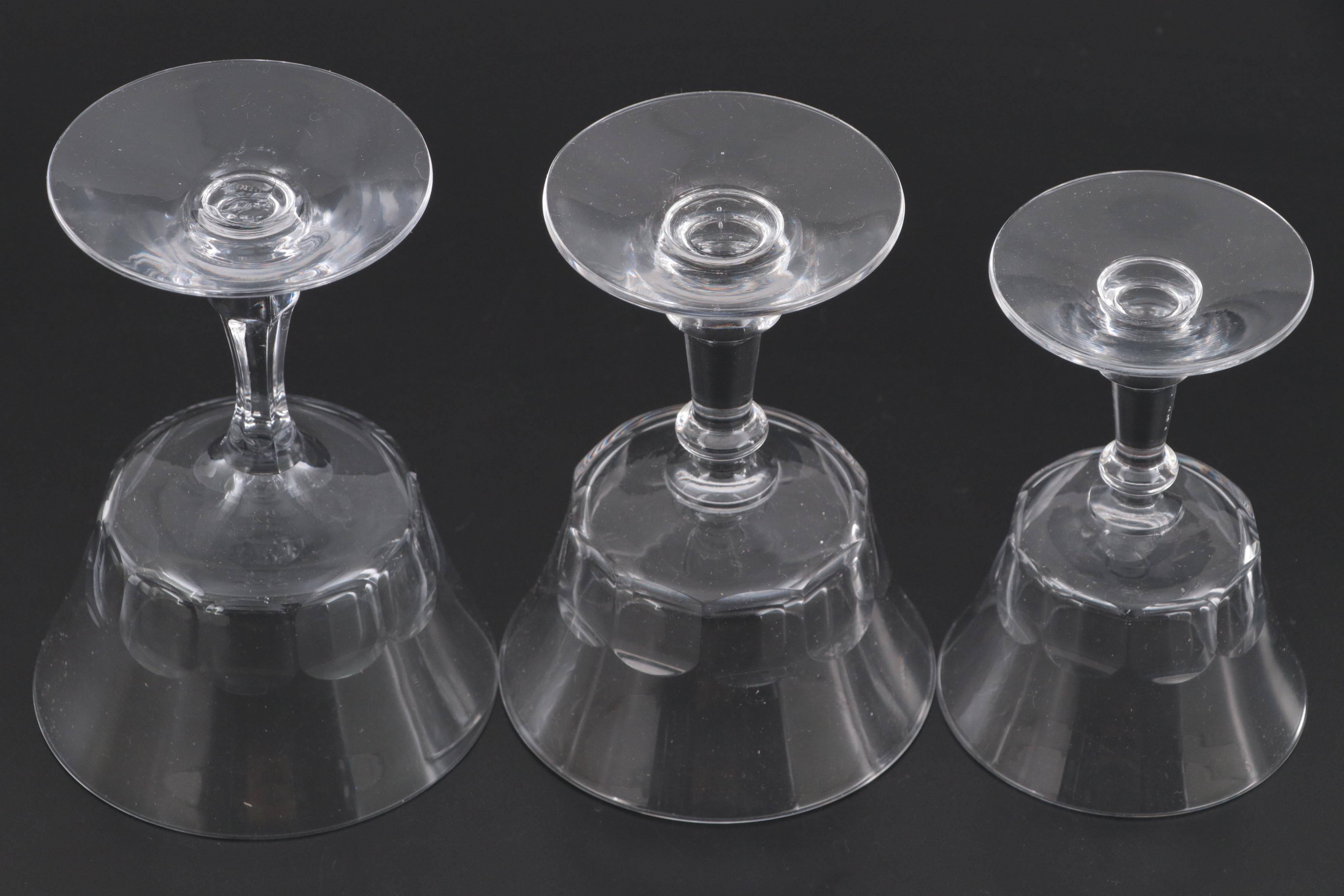 Fostoria "Georgian"and "Dolly Madison" Clear Glass Coupes, Mid to Late 20th C.