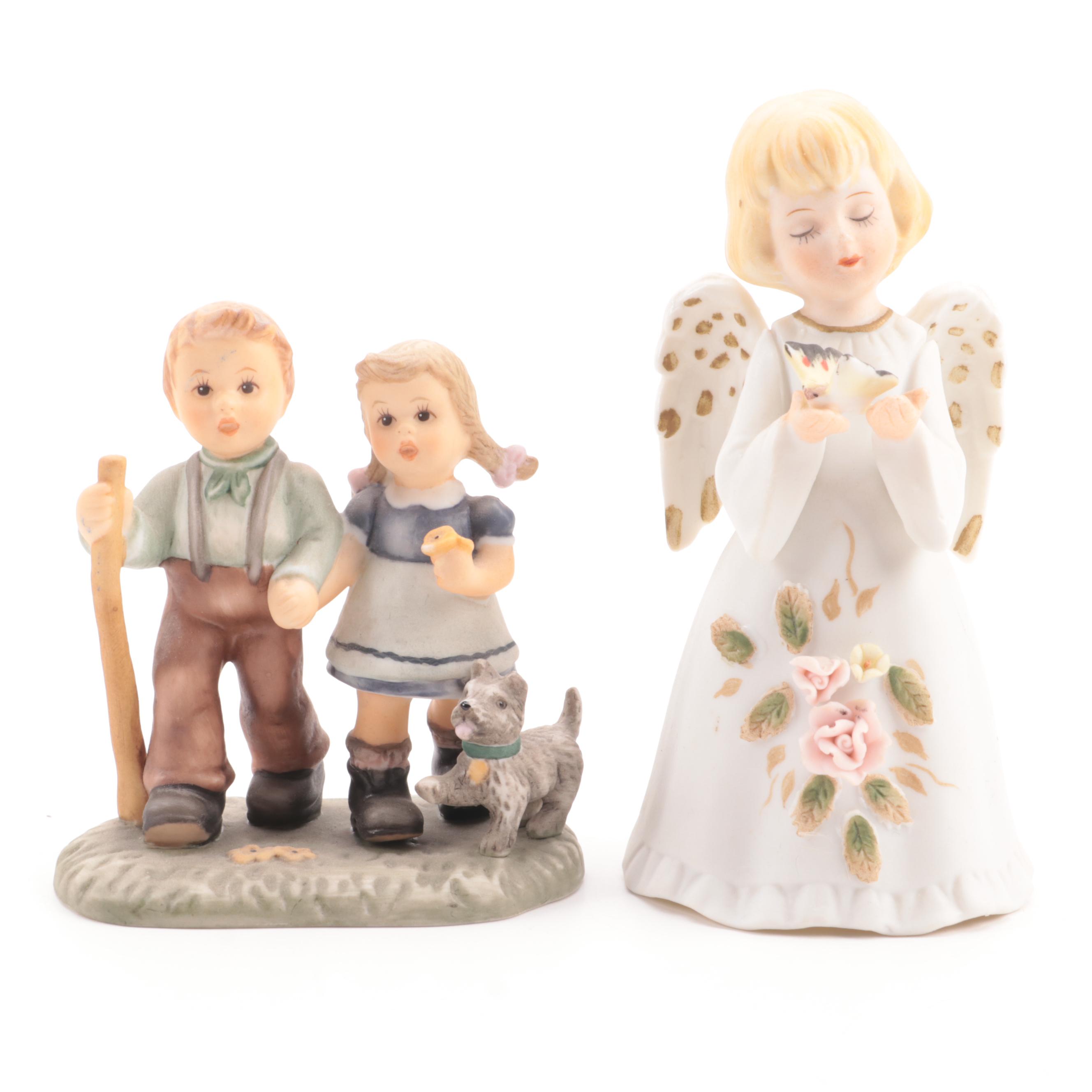 Goebel "Taking a Walk" Porcelain Figurine with More Ceramic Table Accessories
